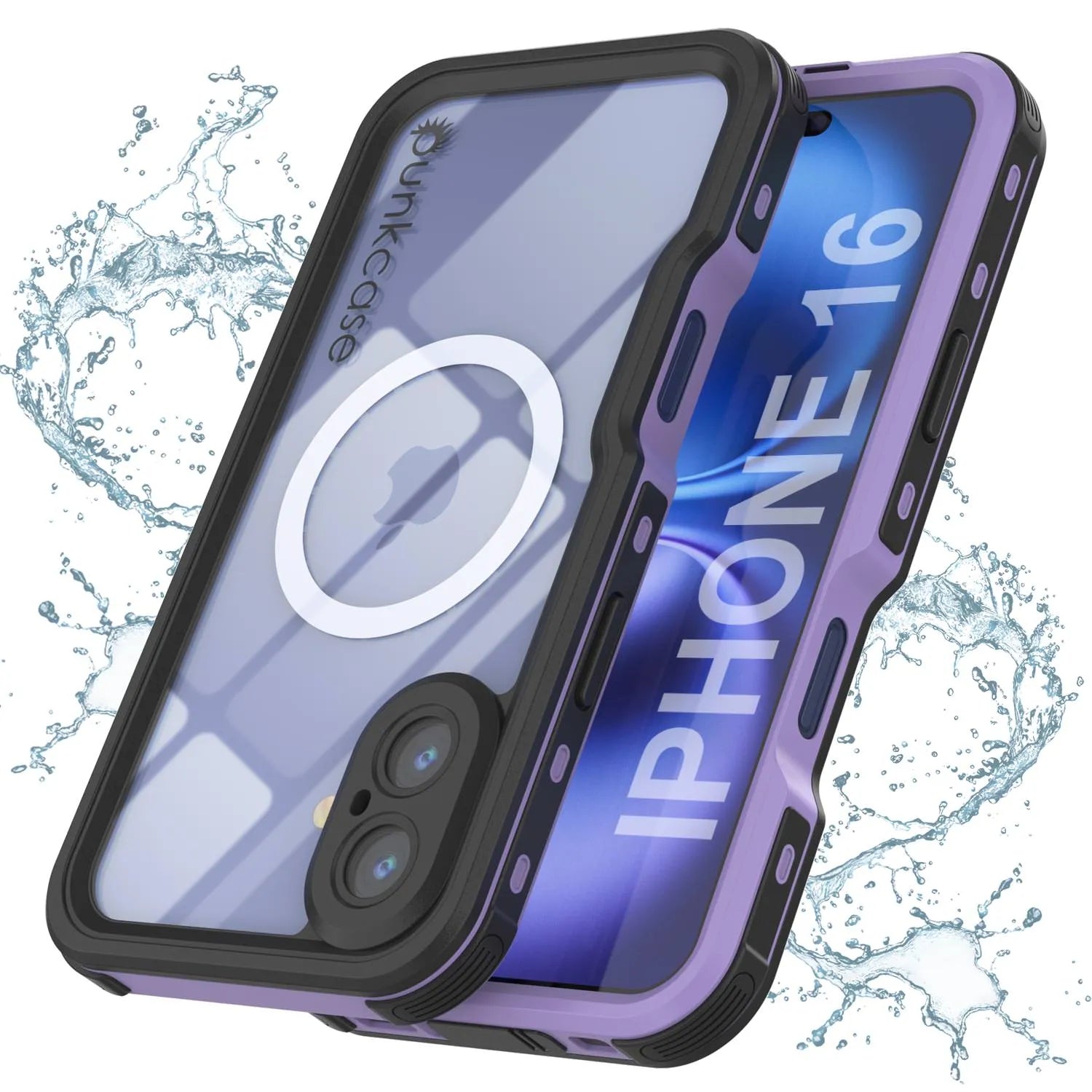 iPhone 16 Waterproof IP68 Case, Punkcase [Lilac] [StudStar Series] [Slim Fit] [Dirtproof]