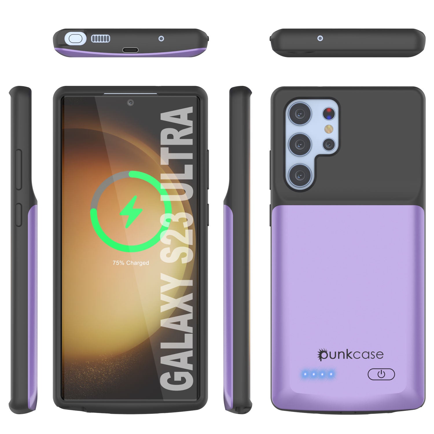 PunkJuice S24 Ultra Battery Case Purple - Portable Charging Power Juice Bank with 4500mAh