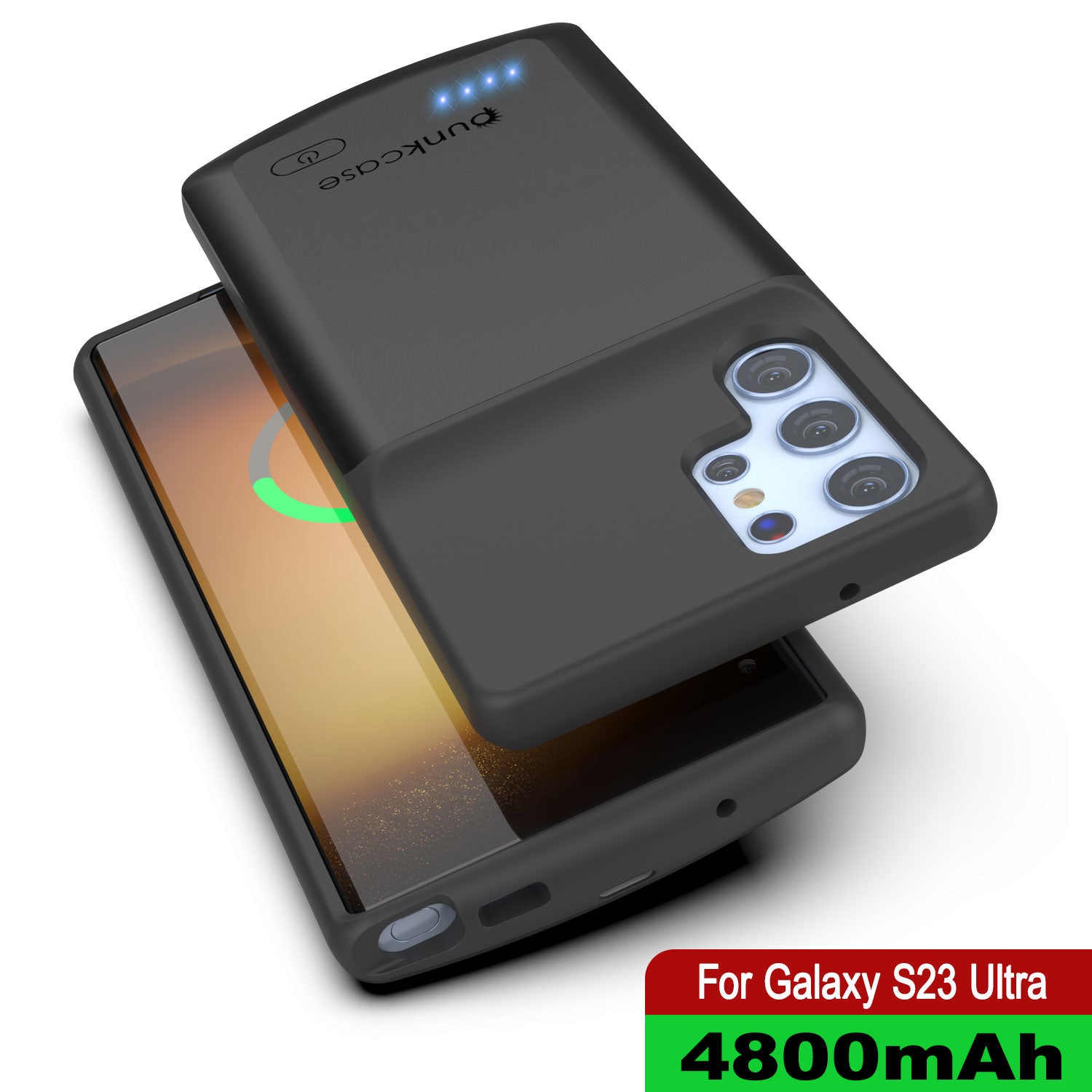 PunkJuice S23 Ultra Battery Case Black - Portable Charging Power Juice Bank with 4800mAh