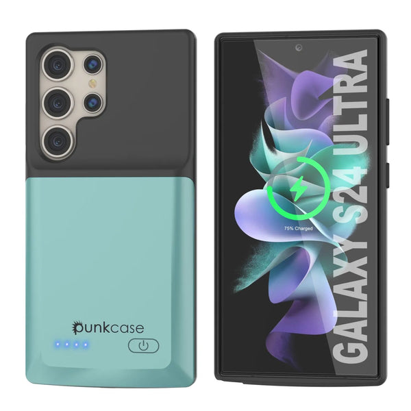 PunkJuice S24 Ultra Battery Case Teal - Portable Charging Power Juice Bank with 4500mAh