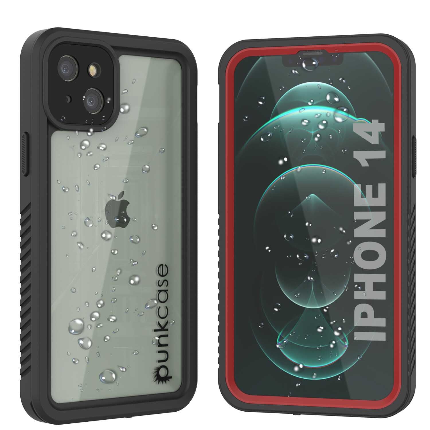 iPhone 14  Waterproof Case, Punkcase [Extreme Series] Armor Cover W/ Built In Screen Protector [Red]