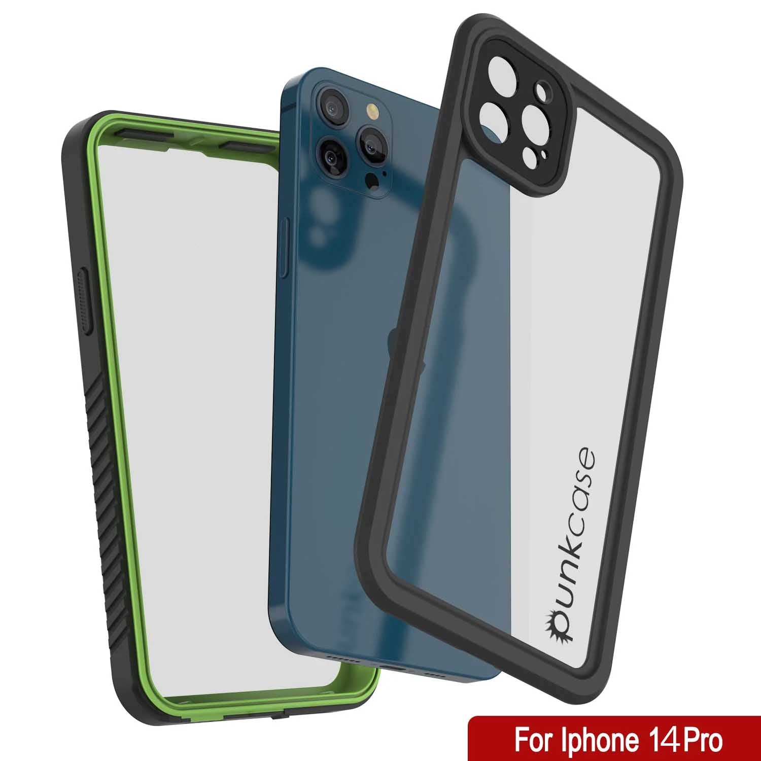 iPhone 14 Pro Waterproof Case, Punkcase [Extreme Series] Armor Cover W/ Built In Screen Protector [Light Green]