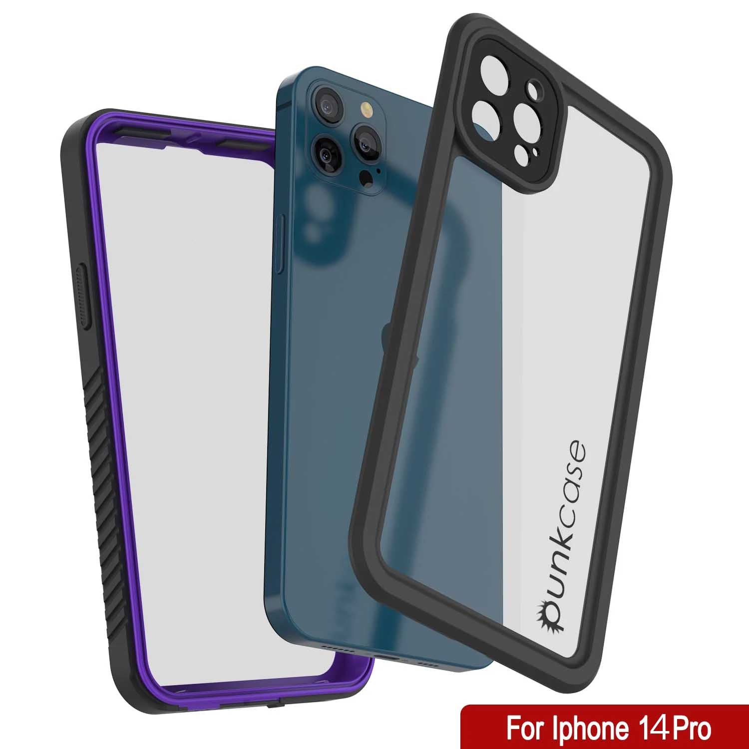 iPhone 14 Pro Waterproof Case, Punkcase [Extreme Series] Armor Cover W/ Built In Screen Protector [Purple]