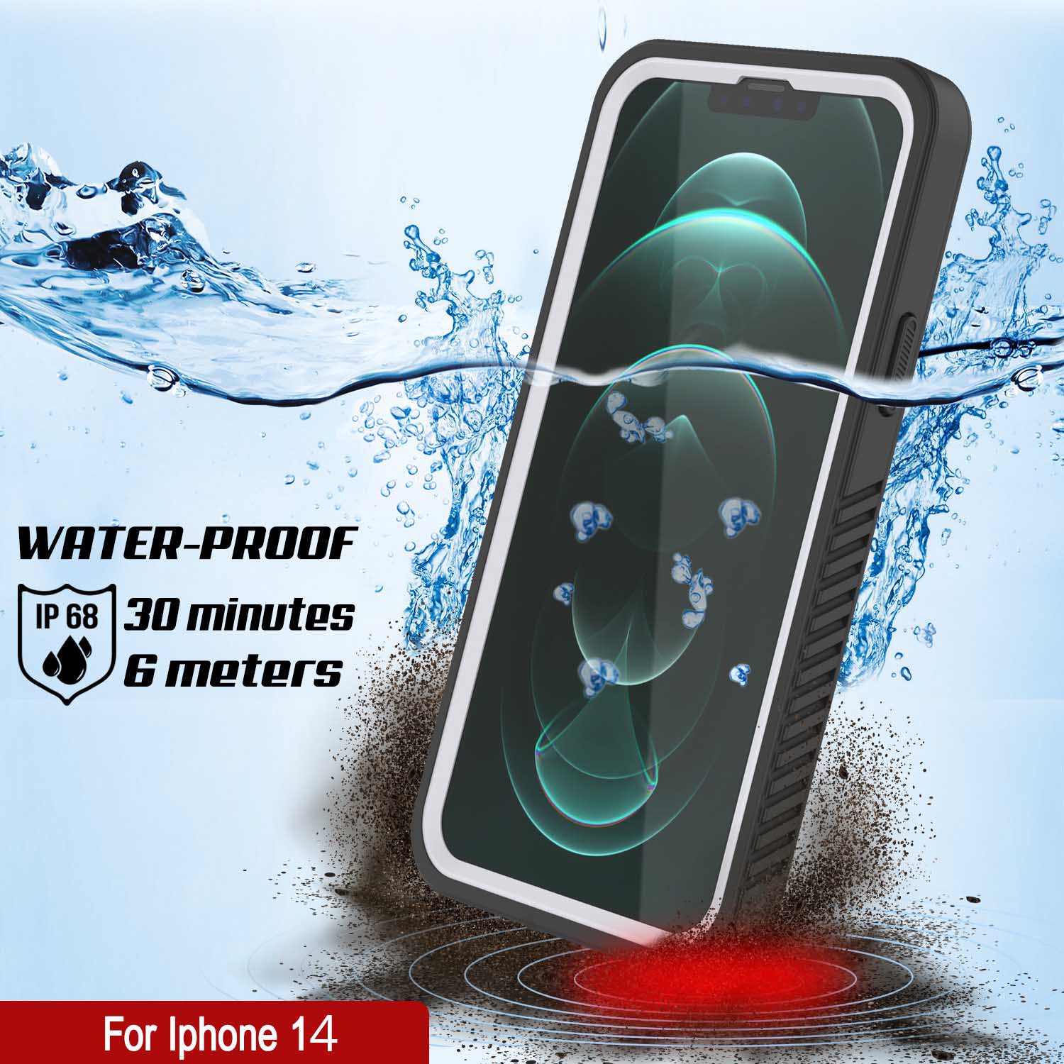 iPhone 14 Waterproof Case, Punkcase [Extreme Series] Armor Cover W/ Built In Screen Protector [White]