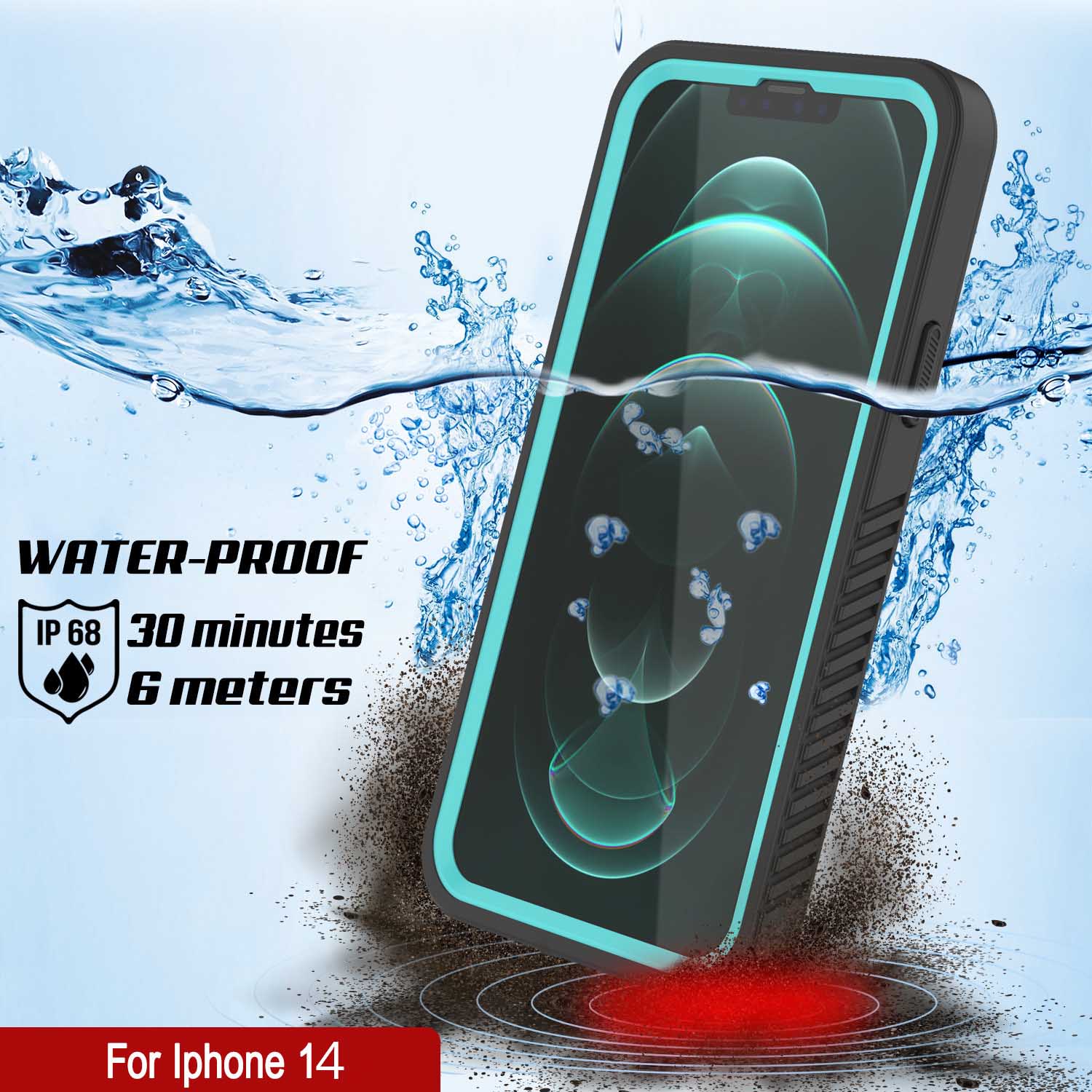 iPhone 14  Waterproof Case, Punkcase [Extreme Series] Armor Cover W/ Built In Screen Protector [Teal]