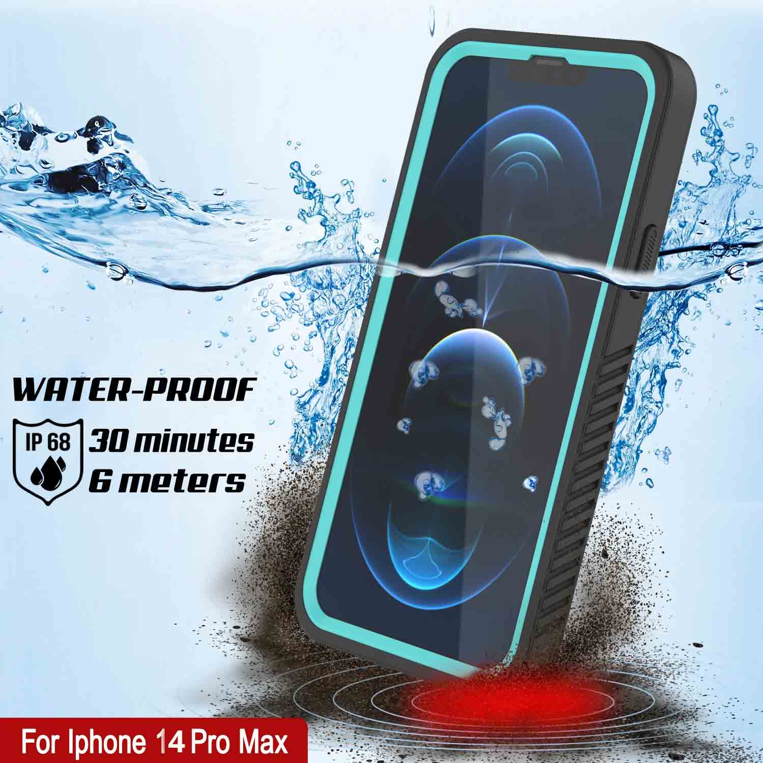 iPhone 14 Pro Max Waterproof Case, Punkcase [Extreme Series] Armor Cover W/ Built In Screen Protector [Teal]