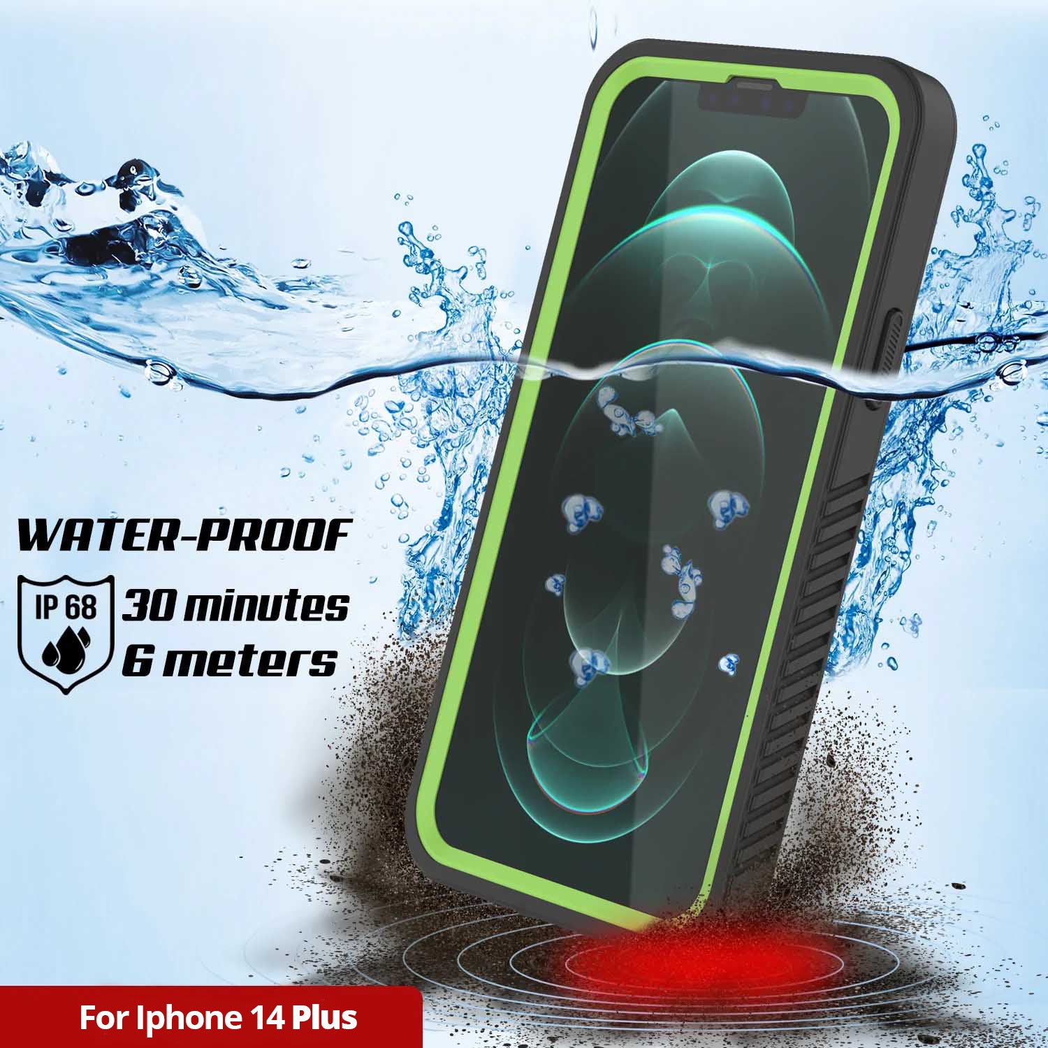 iPhone 14 Plus Waterproof Case, Punkcase [Extreme Series] Armor Cover W/ Built In Screen Protector [Light Green]