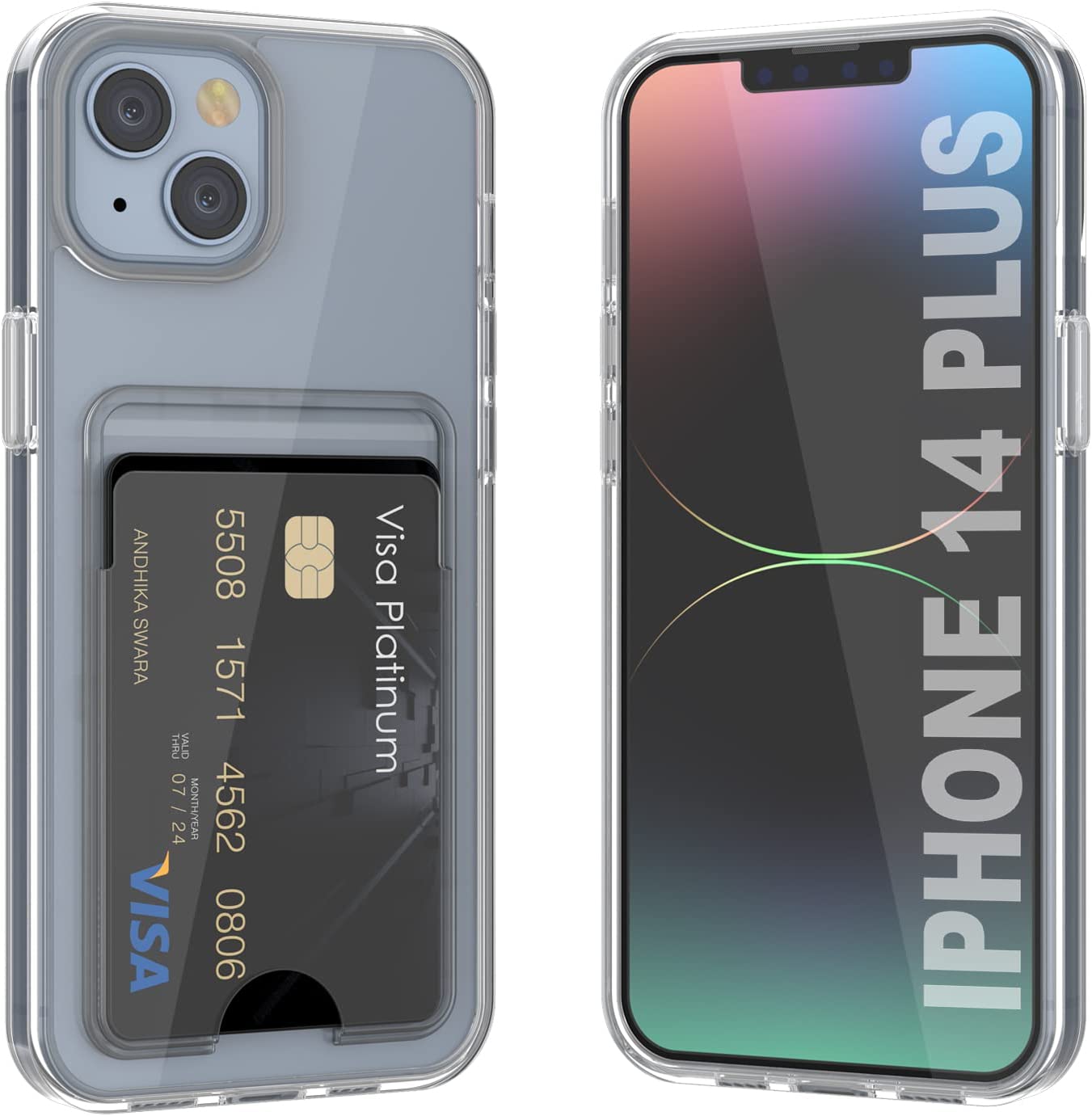 iPhone 14 Plus Card Holder Case [Crystal CardSlot Series] [Slim Fit]