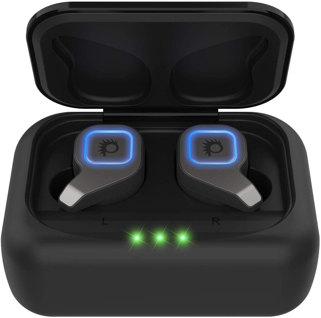 PunkBuds 2.0 True Wireless Earbuds, Mini Bluetooth Headphones W/ Charging Case & Built-In Noise Cancelling Mic. [Black]