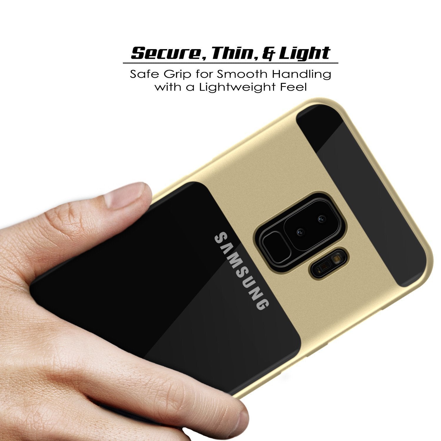 Galaxy S9+ Plus Case, PUNKcase [LUCID 3.0 Series] [Slim Fit] [Clear Back] Armor Cover w/ Integrated Kickstand, Anti-Shock System & PUNKSHIELD Screen Protector for Samsung Galaxy S9+ Plus [Gold]