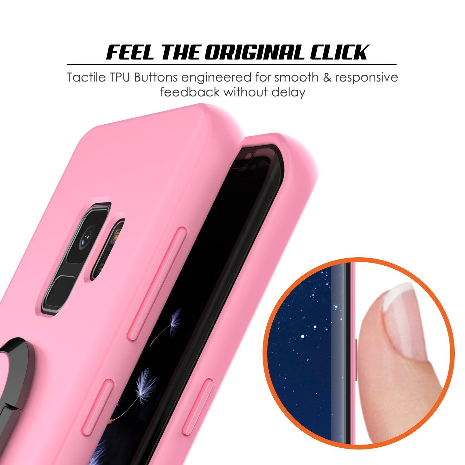 Galaxy S9 Case, Punkcase Magnetix Protective TPU Cover W/ Kickstand, Ring Grip Holder & Metal Plate for Magnetic Car Phone Mount PLUS PunkShield Screen Protector for Samsung S9 Edge [Pink]