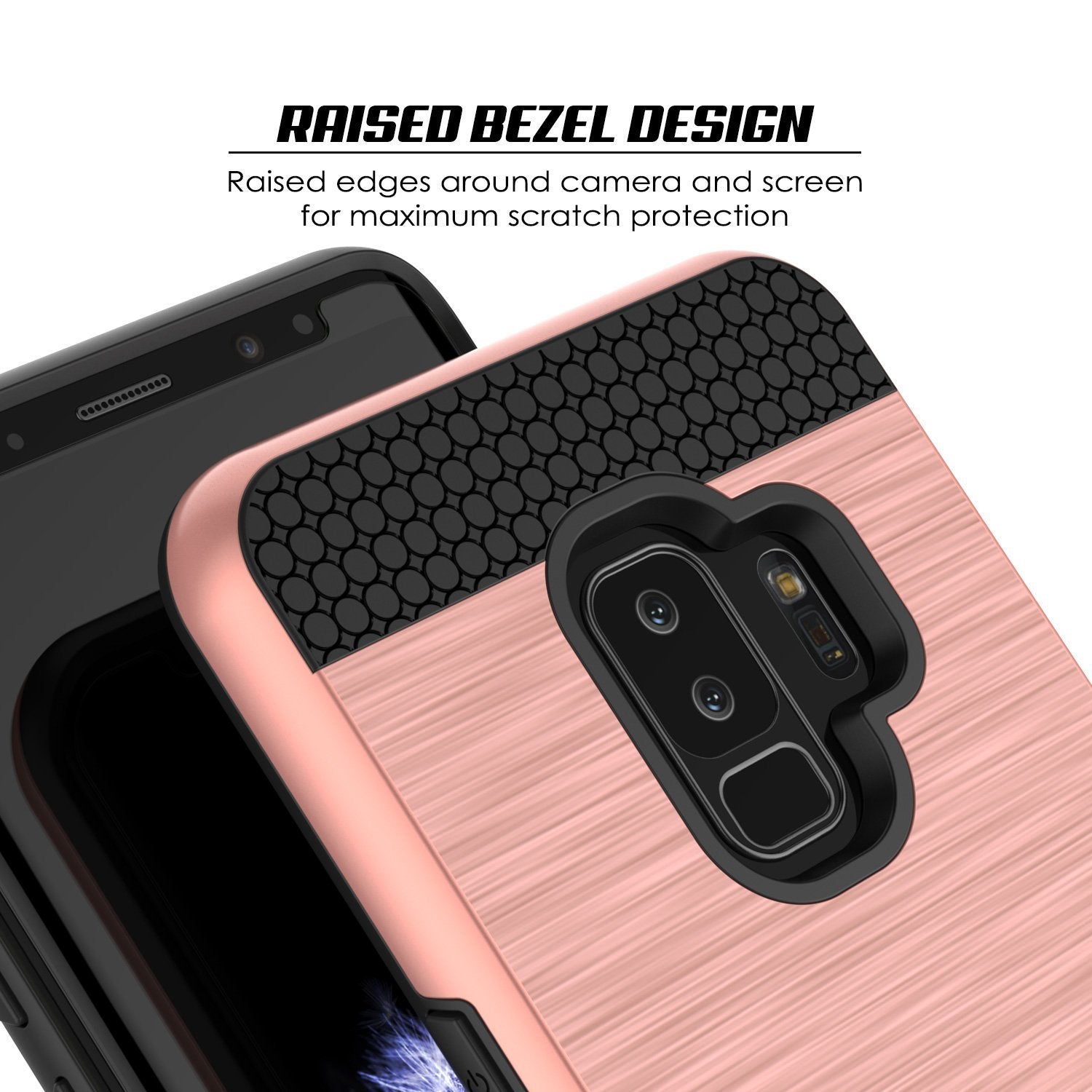 Galaxy S9 Plus Case, PUNKcase [SLOT Series] [Slim Fit] Dual-Layer Armor Cover w/Integrated Anti-Shock System, Credit Card Slot  [Rose Gold]