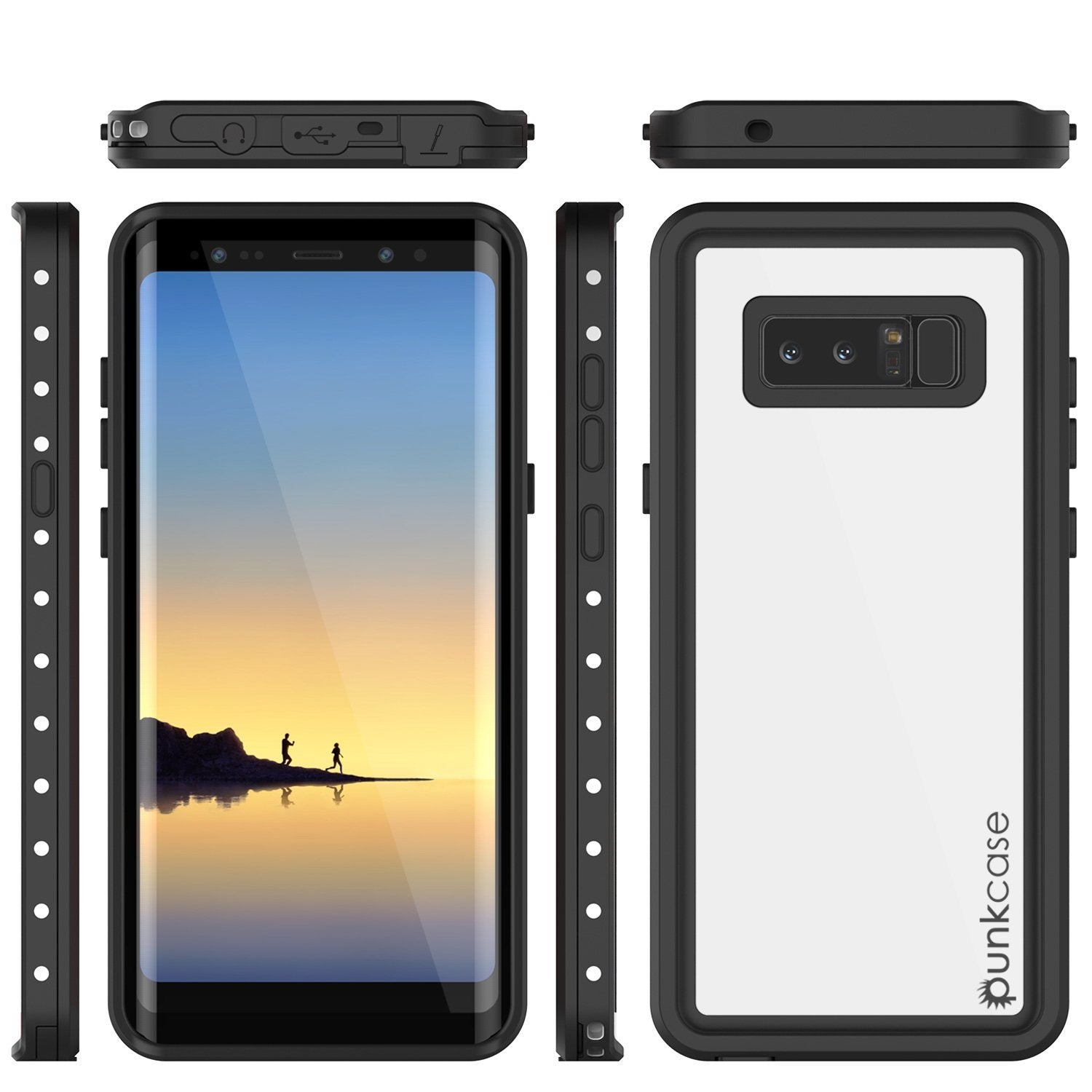Galaxy Note 8 Waterproof Case, PunkСase StudStar White