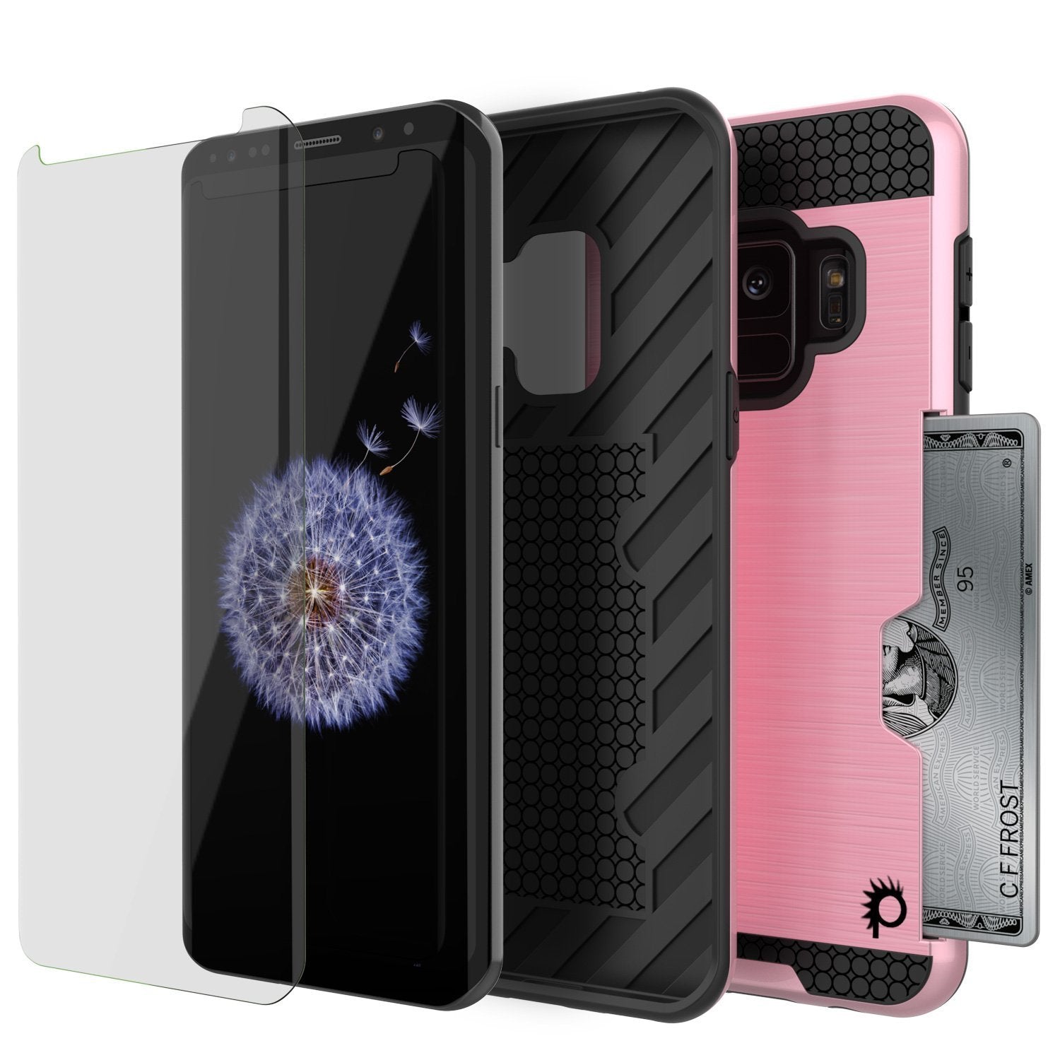 Galaxy S9 Case, PUNKcase [SLOT Series] [Slim Fit] Dual-Layer Armor Cover w/Integrated Anti-Shock System, Credit Card Slot [Pink]