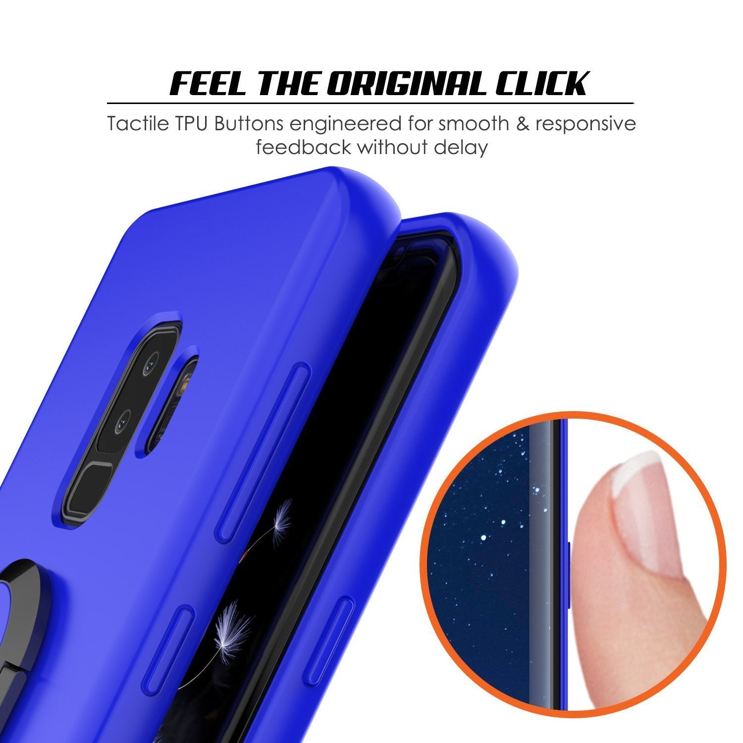 Galaxy S9 PLUS, Punkcase Magnetix Protective TPU Cover W/ Kickstand, Ring Grip Holder & Metal Plate for Magnetic Car Phone Mount PLUS PunkShield Screen Protector for Samsung S9+ Edge [Blue]