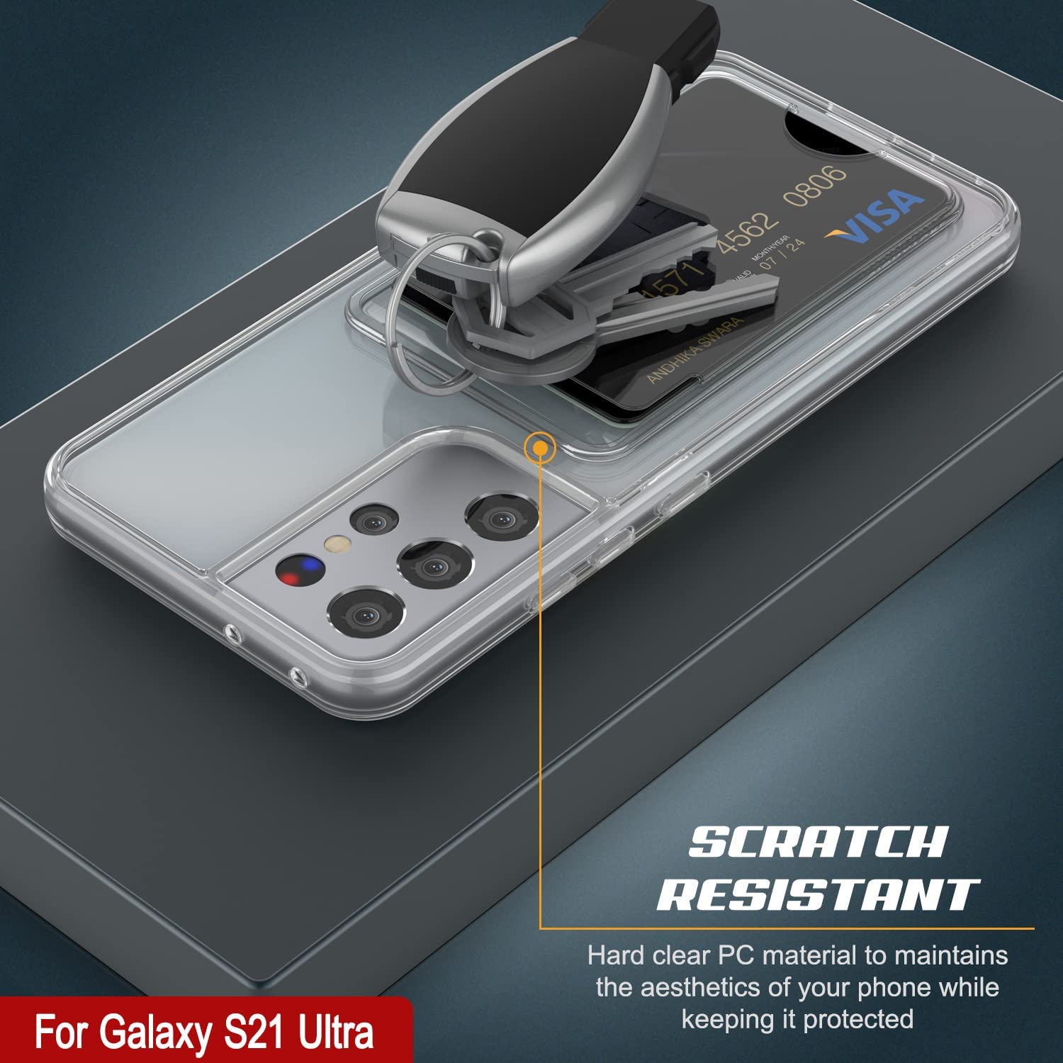 Galaxy S24 Ultra Card Holder Case [Crystal CardSlot Series] [Slim Fit] [Grey]