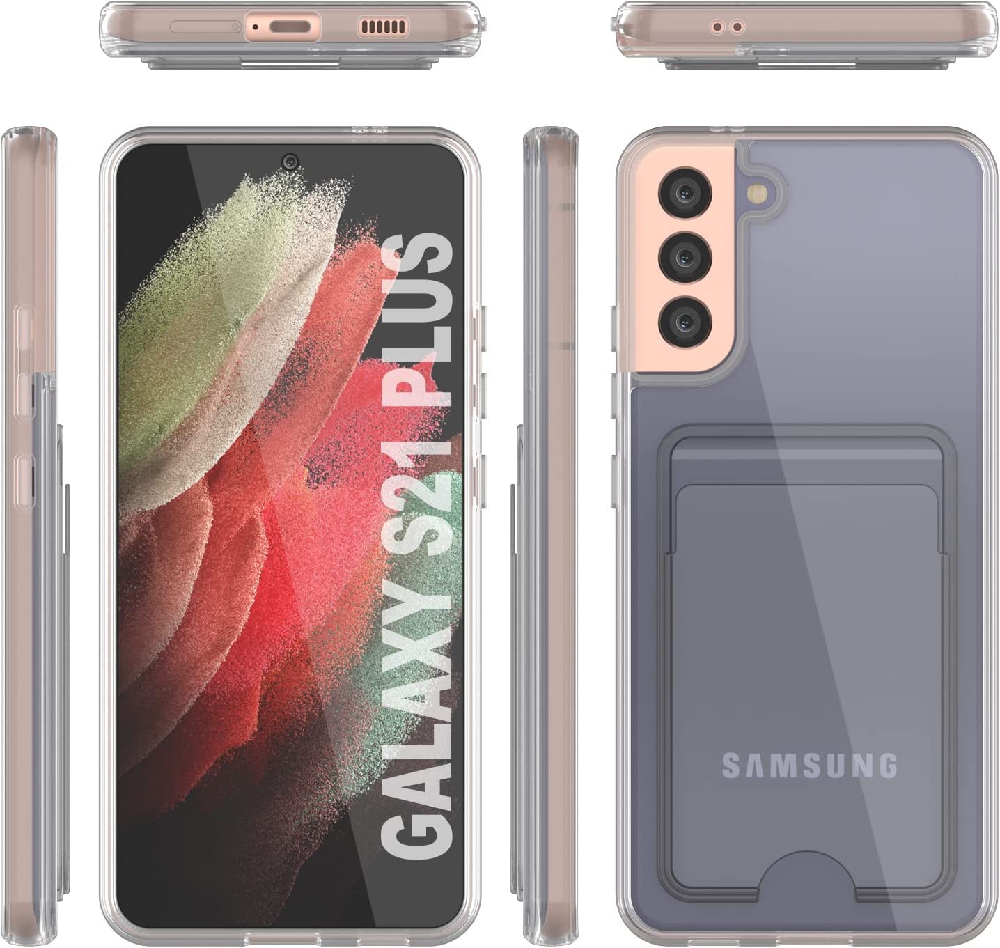 Galaxy S24 Plus Card Holder Case [Crystal CardSlot Series] [Slim Fit] [Orange]