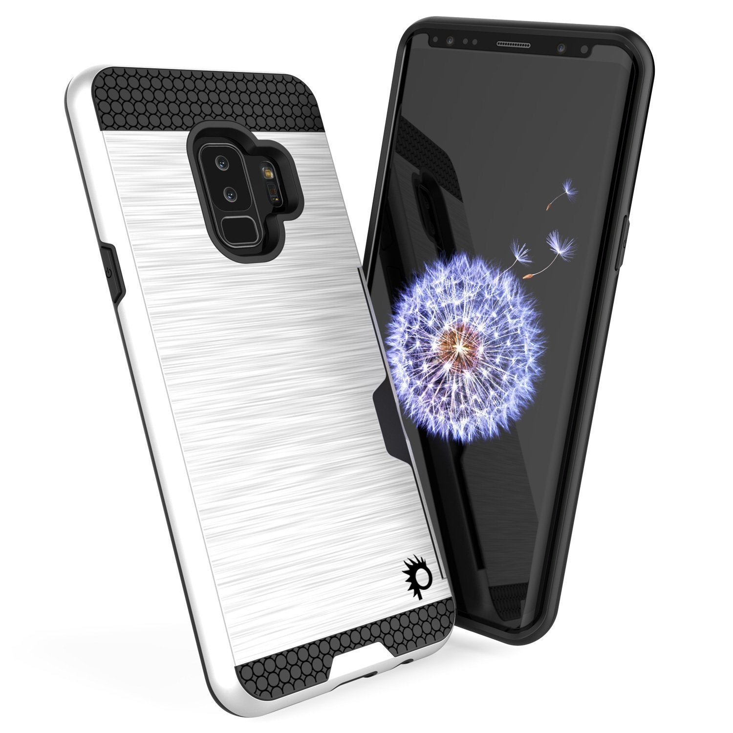 Galaxy S9 Plus Case, PUNKcase [SLOT Series] [Slim Fit] Dual-Layer Armor Cover w/Integrated Anti-Shock System, Credit Card Slot & Screen Protector [White]