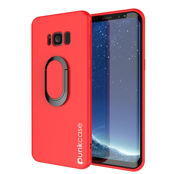 Galaxy S8 PLUS, Punkcase Magnetix Protective TPU Cover W/ Kickstand, Screen Protector [Red]