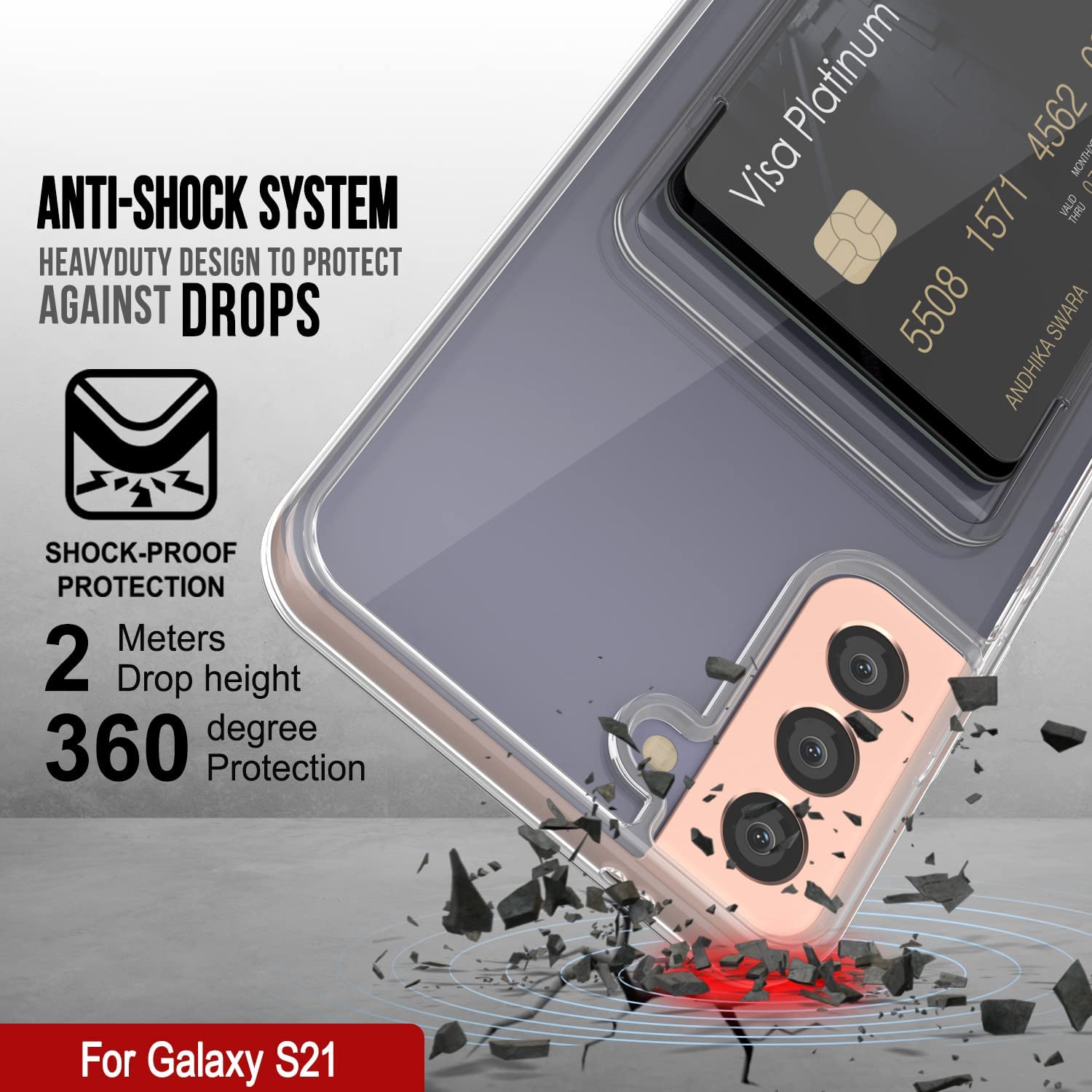 Galaxy S24 Card Holder Case [Crystal CardSlot Series] [Slim Fit] [Purple]