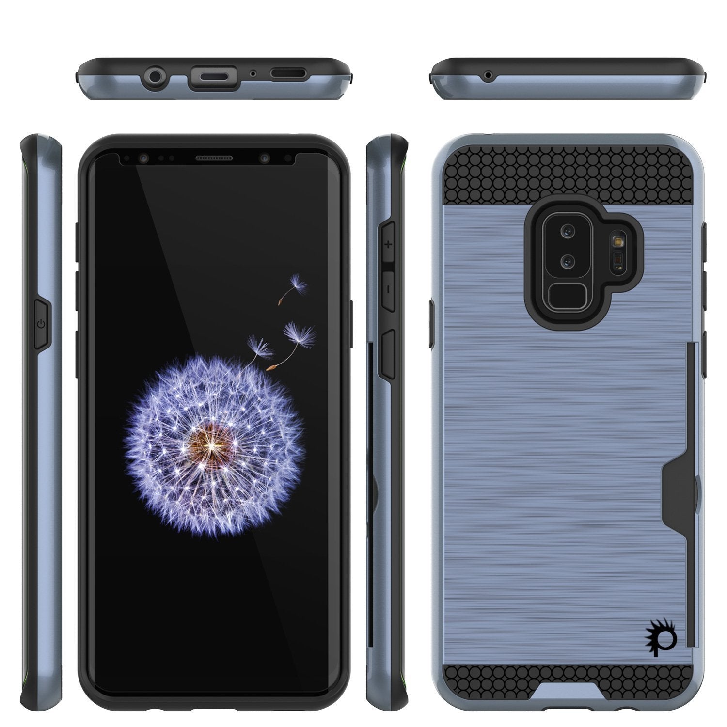 Galaxy S9 Plus Case, PUNKcase [SLOT Series] [Slim Fit] Dual-Layer Armor Cover w/Integrated Anti-Shock System, Credit Card Slot [Navy]