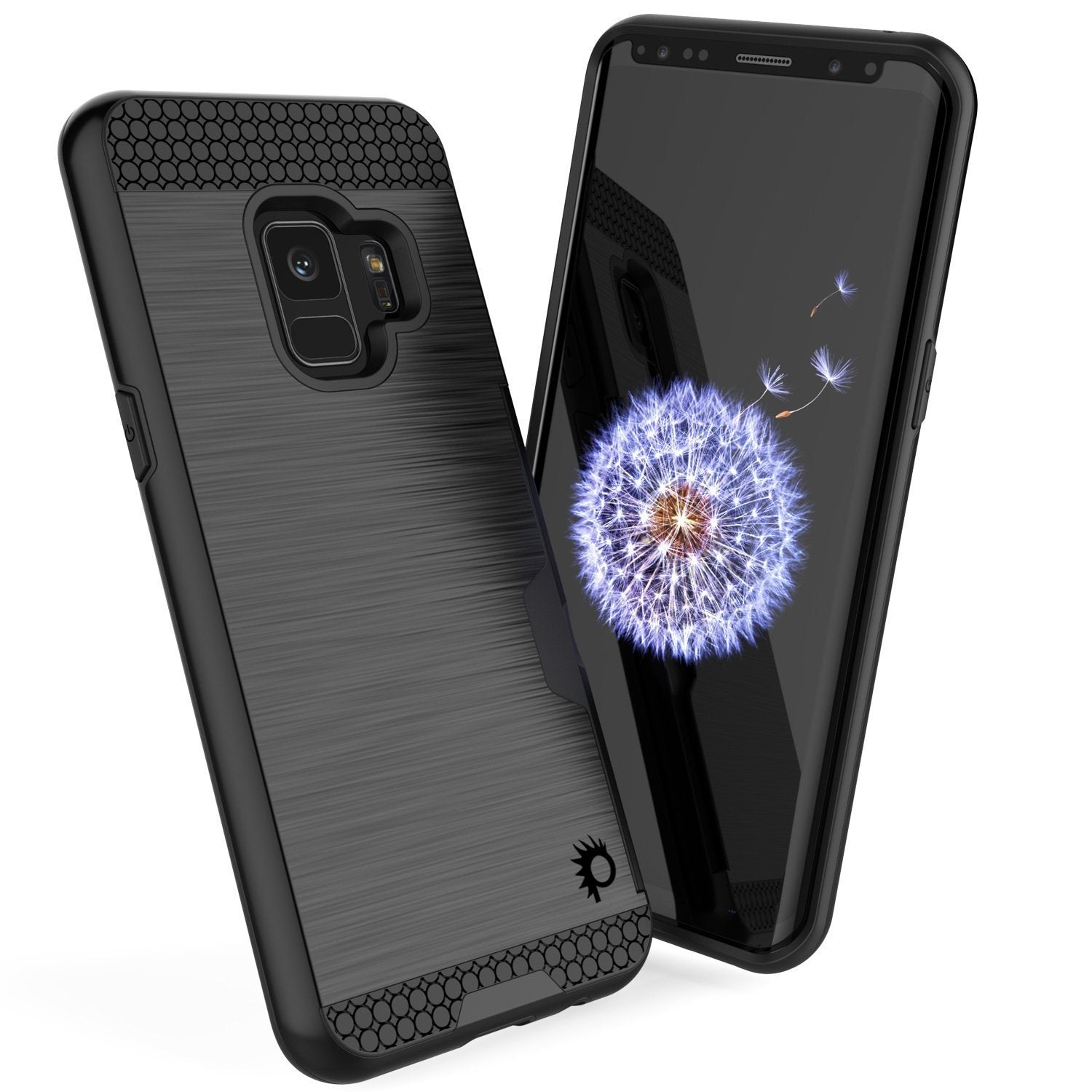 Galaxy S9 Case, PUNKcase [SLOT Series] [Slim Fit] Dual-Layer Armor Cover w/Integrated Anti-Shock System, Credit Card Slot [Black]