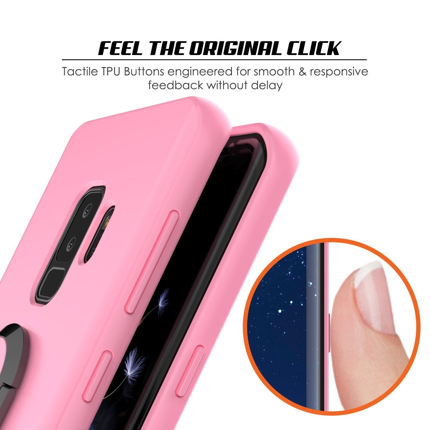 Galaxy S9 PLUS, Punkcase Magnetix Protective TPU Cover W/ Kickstand, Ring Grip Holder & Metal Plate for Magnetic Car Phone Mount PLUS PunkShield Screen Protector for Samsung S9+ Edge [Pink]