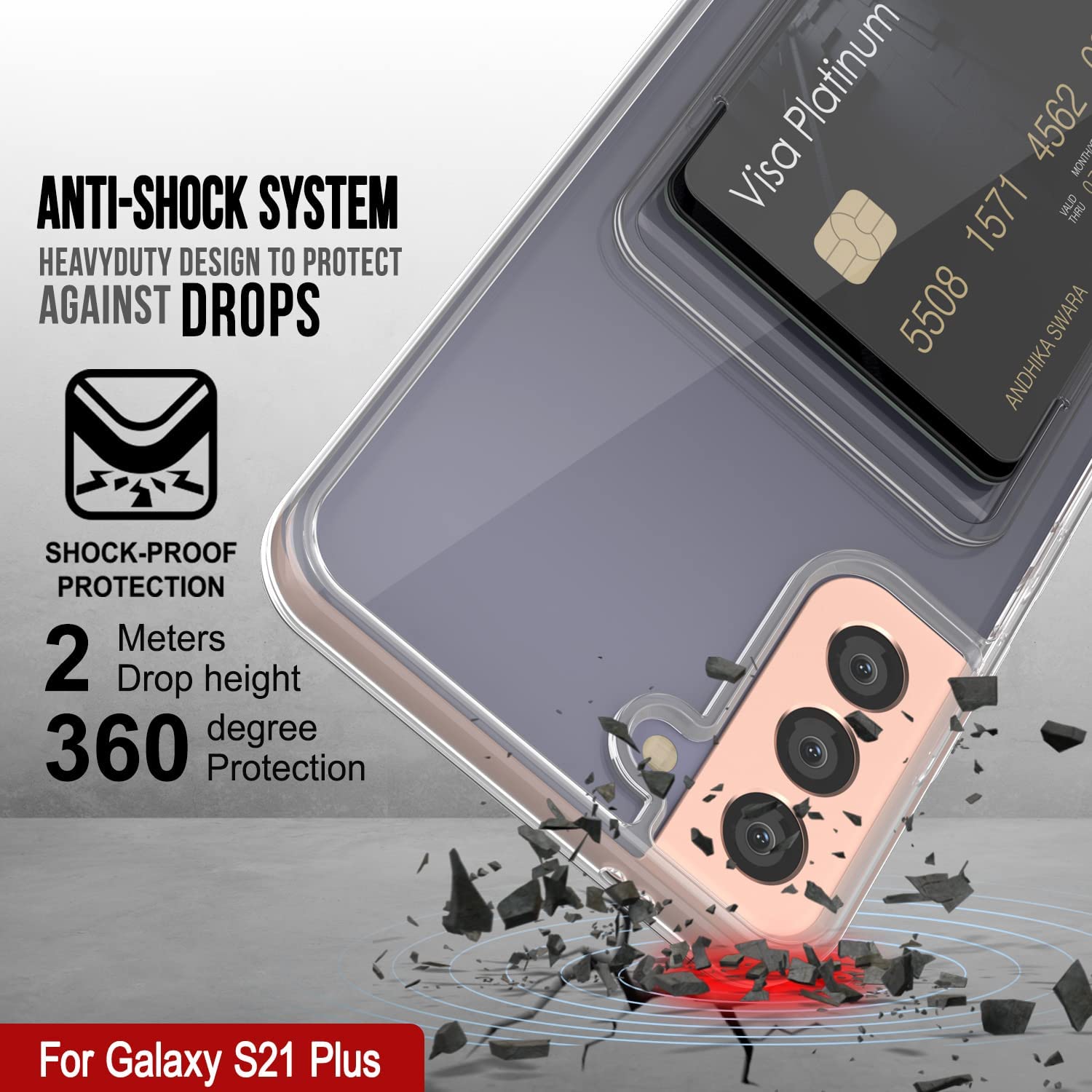 Galaxy S24 Plus Card Holder Case [Crystal CardSlot Series] [Slim Fit] [Blue]