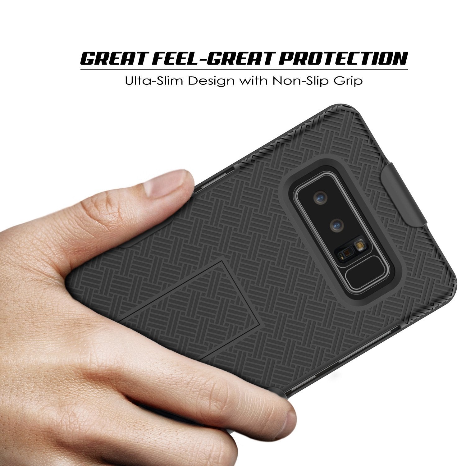 Punkcase Galaxy Note 8 Case, With PunkShield Glass Screen Protector, Holster Belt Clip & Built-In Kickstand Non-Slip Dual Layer Hybrid TPU Full Body Protection for Samsung Note 8 [Black]