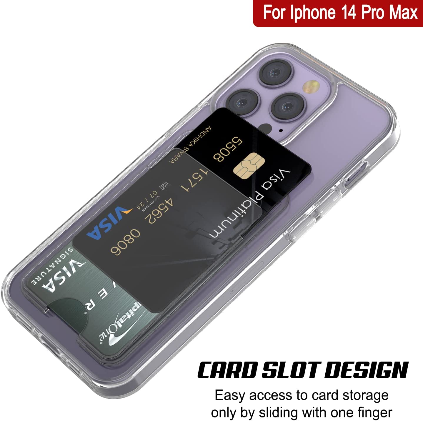 iPhone 14 Pro Max Card Holder Case [Crystal CardSlot Series] [Slim Fit]