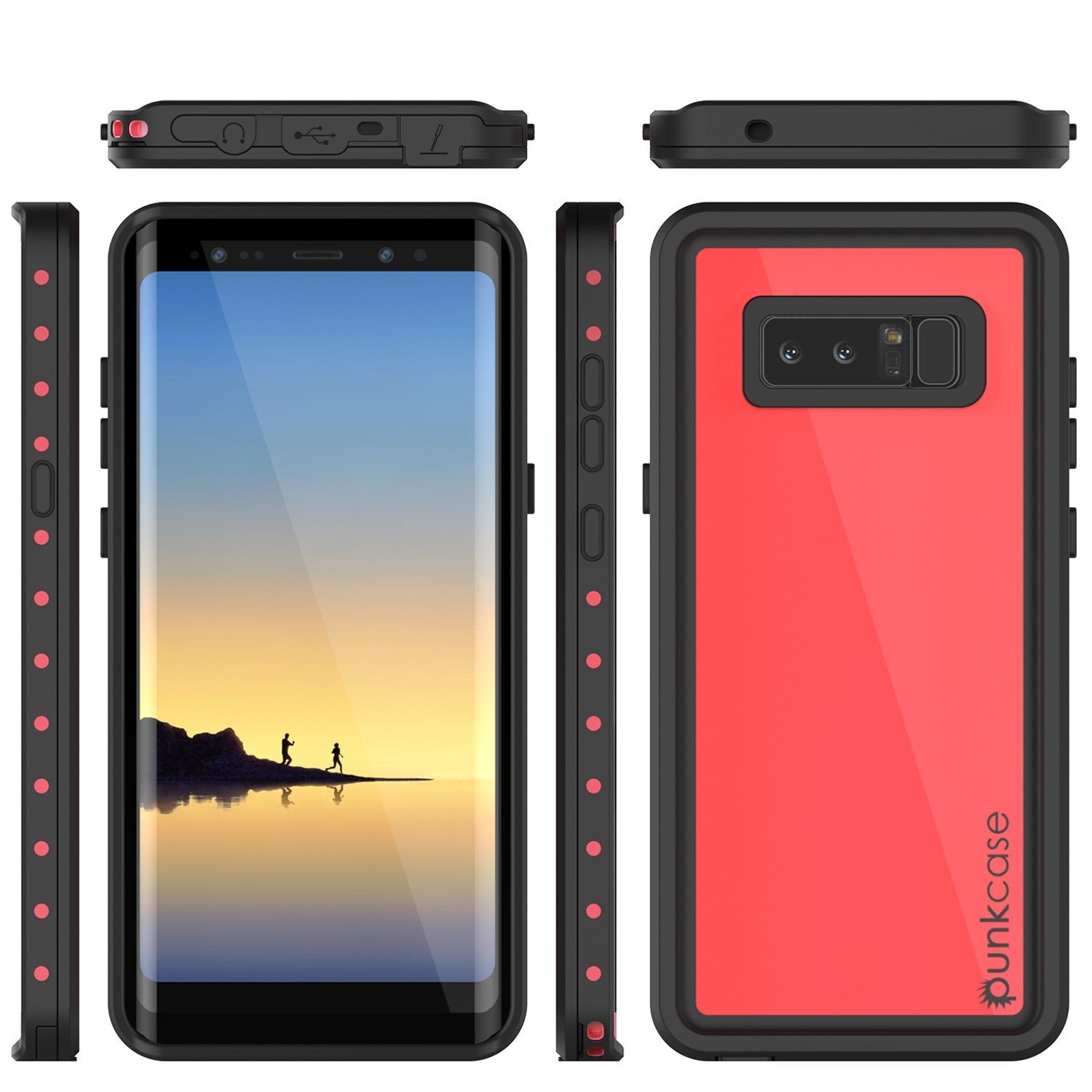 Galaxy Note 8 Waterproof Case PunkCase StudStar Pink