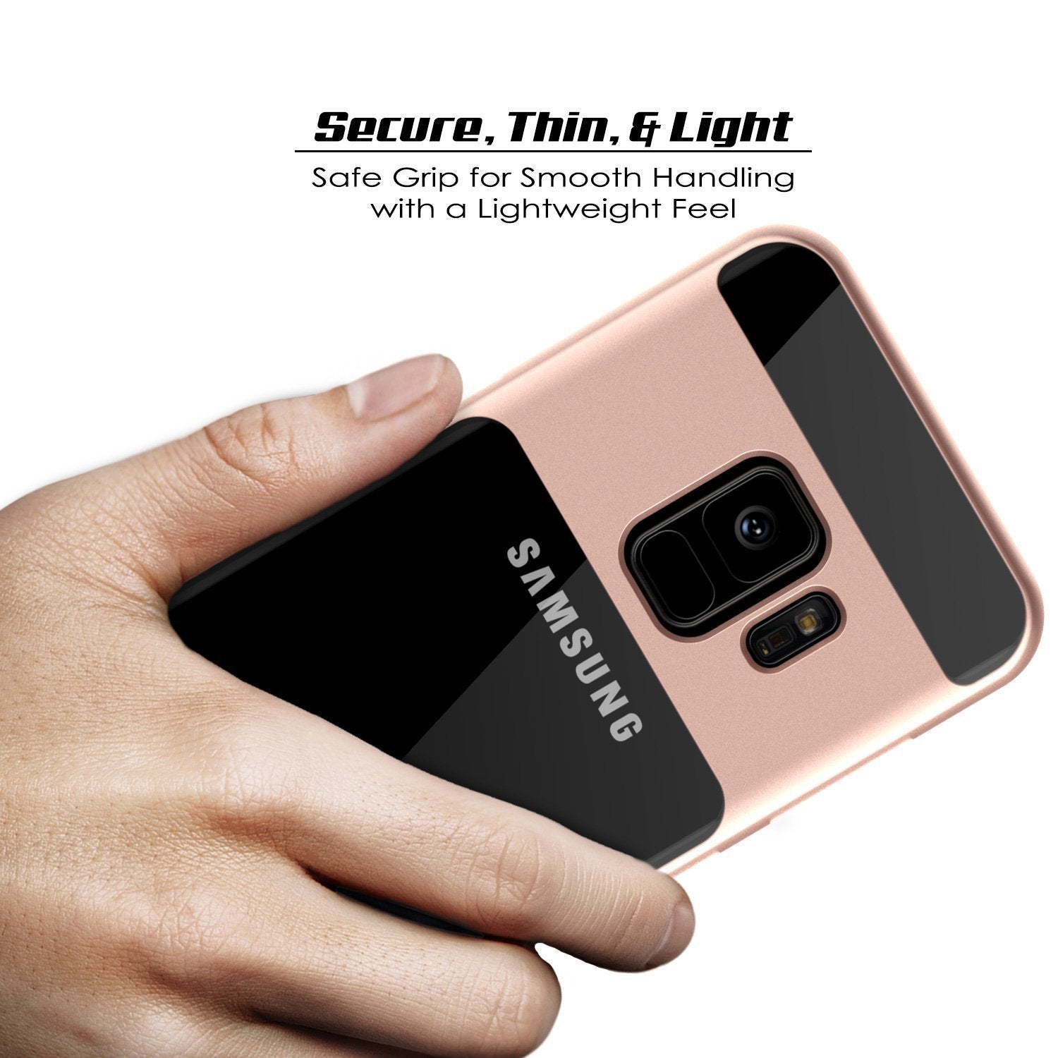 Galaxy S9 Case, PUNKcase [LUCID 3.0 Series] [Slim Fit] [Clear Back] Armor Cover w/ Integrated Kickstand, Anti-Shock System & PUNKSHIELD Screen Protector for Samsung Galaxy S9 [Rose Gold]