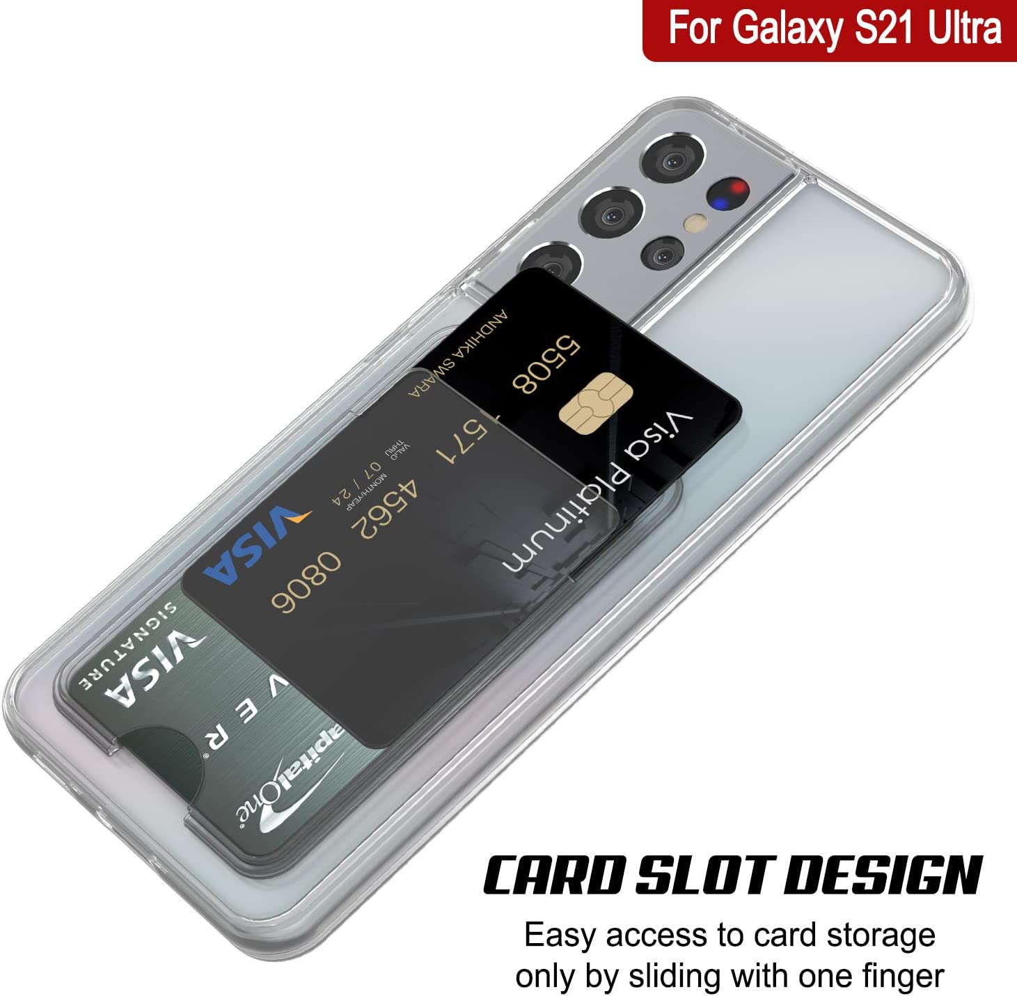 Galaxy S24 Ultra Card Holder Case [Crystal CardSlot Series] [Slim Fit] [Blue]