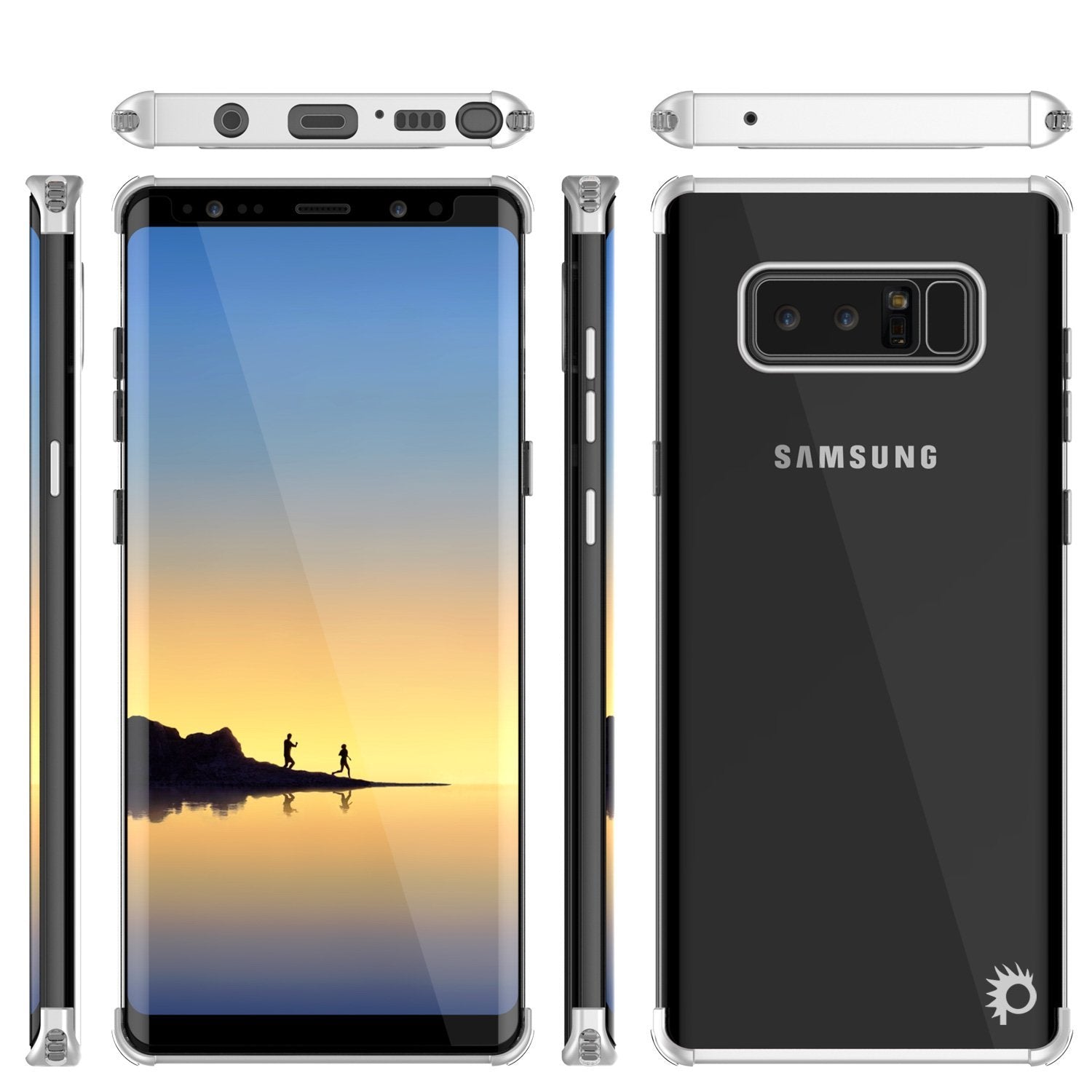 Note 8 Case, Punkcase [BLAZE SERIES] Protective Cover W/ PunkShield Screen Protector [Shockproof] [Slim Fit] for Samsung Galaxy Note 8 [Silver]