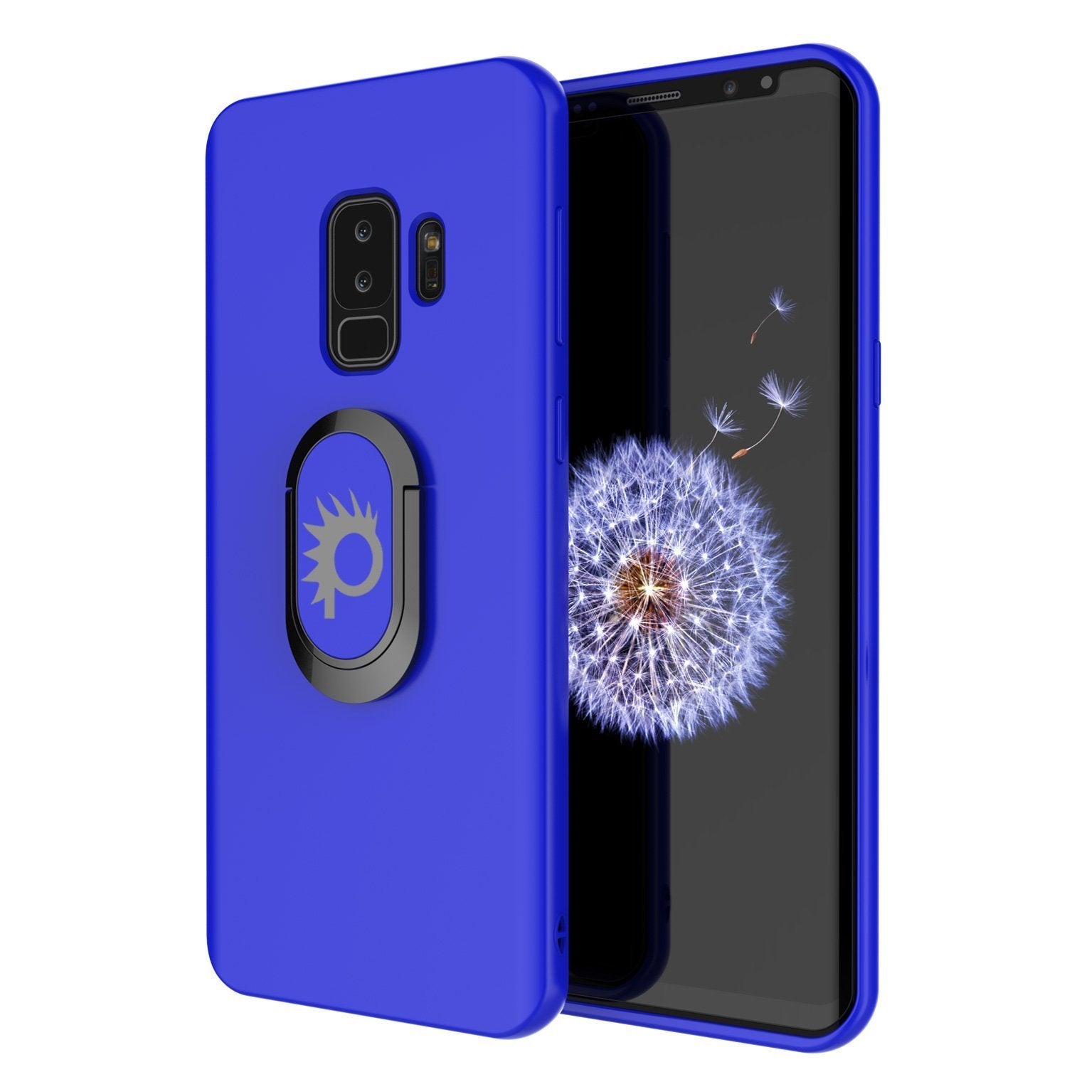 Galaxy S9 PLUS, Punkcase Magnetix Protective TPU Cover W/ Kickstand, Ring Grip Holder & Metal Plate for Magnetic Car Phone Mount PLUS PunkShield Screen Protector for Samsung S9+ Edge [Blue]