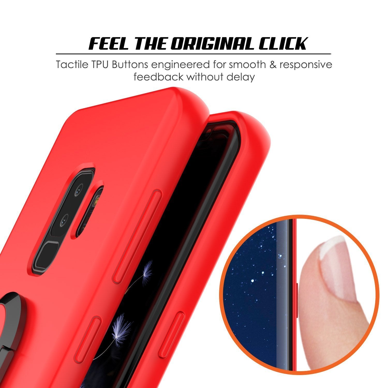 Galaxy S9 PLUS, Punkcase Magnetix Protective TPU Cover W/ Kickstand, Ring Grip Holder & Metal Plate for Magnetic Car Phone Mount PLUS PunkShield Screen Protector for Samsung S9+ Edge [Red]