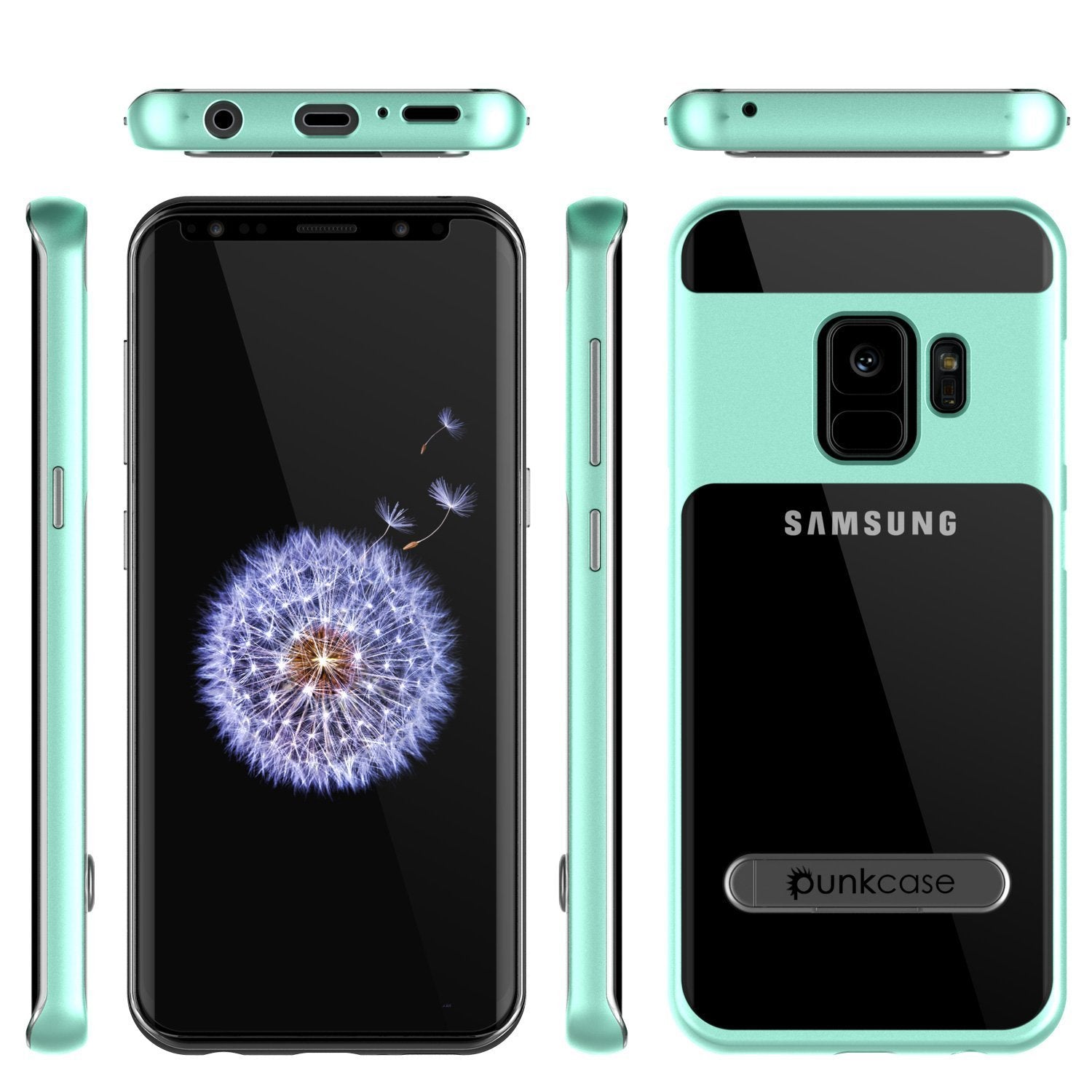 Galaxy S9 Case, PUNKcase [LUCID 3.0 Series] [Slim Fit] [Clear Back] Armor Cover w/ Integrated Kickstand, Anti-Shock System & PUNKSHIELD Screen Protector for Samsung Galaxy S9 [Teal]