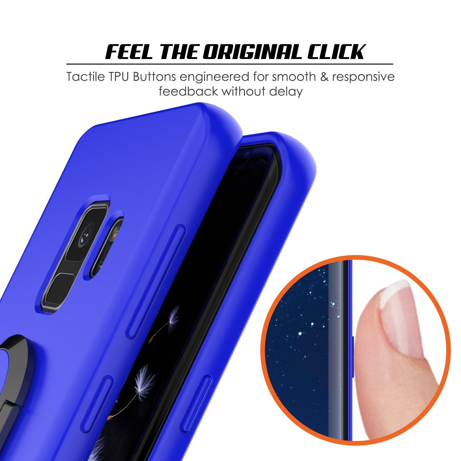 Galaxy S9 Case, Punkcase Magnetix Protective TPU Cover W/ Kickstand, Ring Grip Holder & Metal Plate for Magnetic Car Phone Mount PLUS PunkShield Screen Protector for Samsung S9 Edge [Blue]