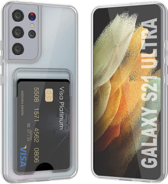 Galaxy S24 Ultra Card Holder Case [Crystal CardSlot Series] [Slim Fit] [Purple]