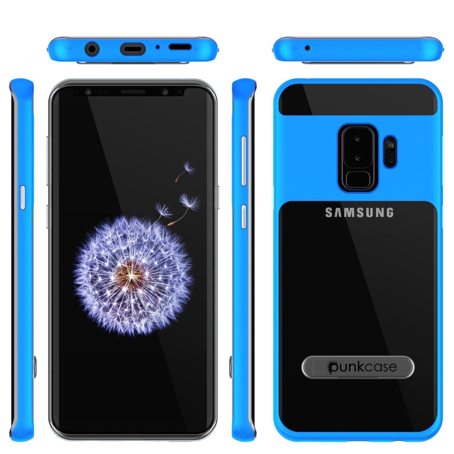 Galaxy S9+ Plus Case, PUNKcase [LUCID 3.0 Series] [Slim Fit] [Clear Back] Armor Cover w/ Integrated Kickstand, Anti-Shock System & PUNKSHIELD Screen Protector for Samsung Galaxy S9+ Plus [Blue]