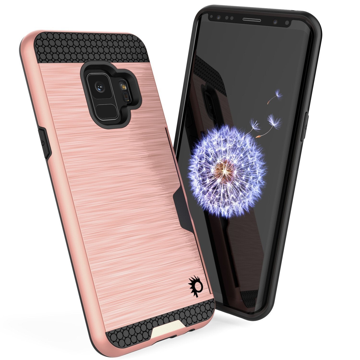 Galaxy S9 Case, PUNKcase [SLOT Series] [Slim Fit] Dual-Layer Armor Cover w/Integrated Anti-Shock System, Credit Card Slot [Rose Gold]