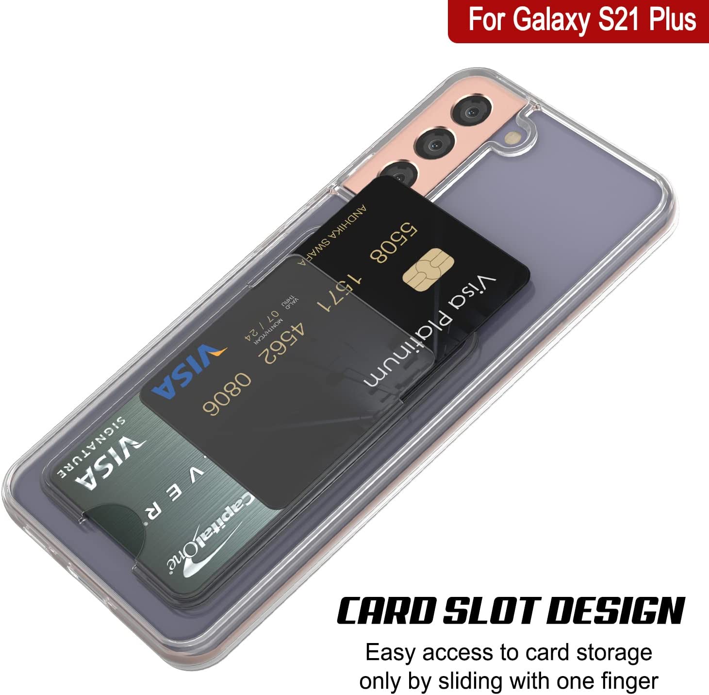 Galaxy S24 Plus Card Holder Case [Crystal CardSlot Series] [Slim Fit] [Black]