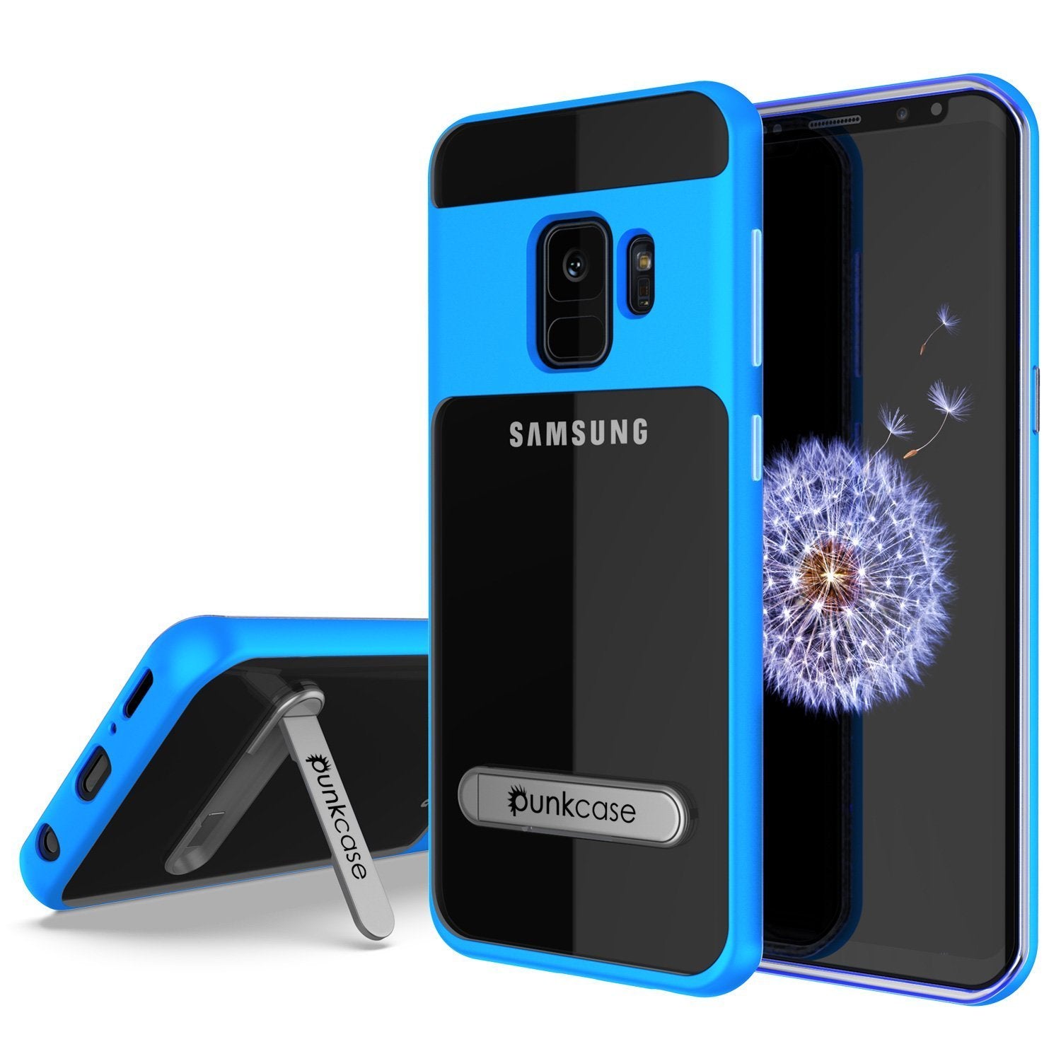Galaxy S9 Case, PUNKcase [LUCID 3.0 Series] [Slim Fit] [Clear Back] Armor Cover w/ Integrated Kickstand, Anti-Shock System & PUNKSHIELD Screen Protector for Samsung Galaxy S9 [Blue]