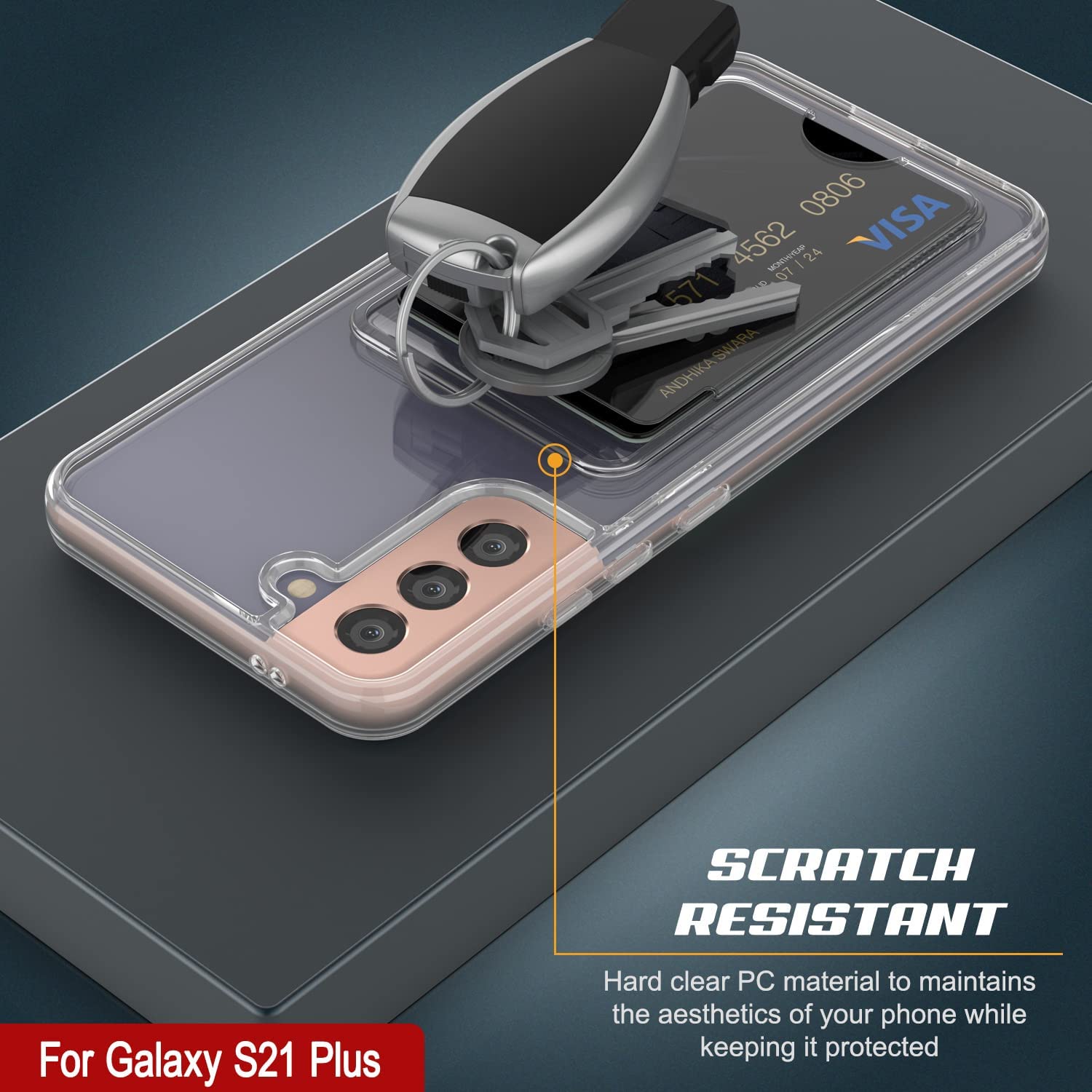 Galaxy S24 Plus Card Holder Case [Crystal CardSlot Series] [Slim Fit] [Grey]