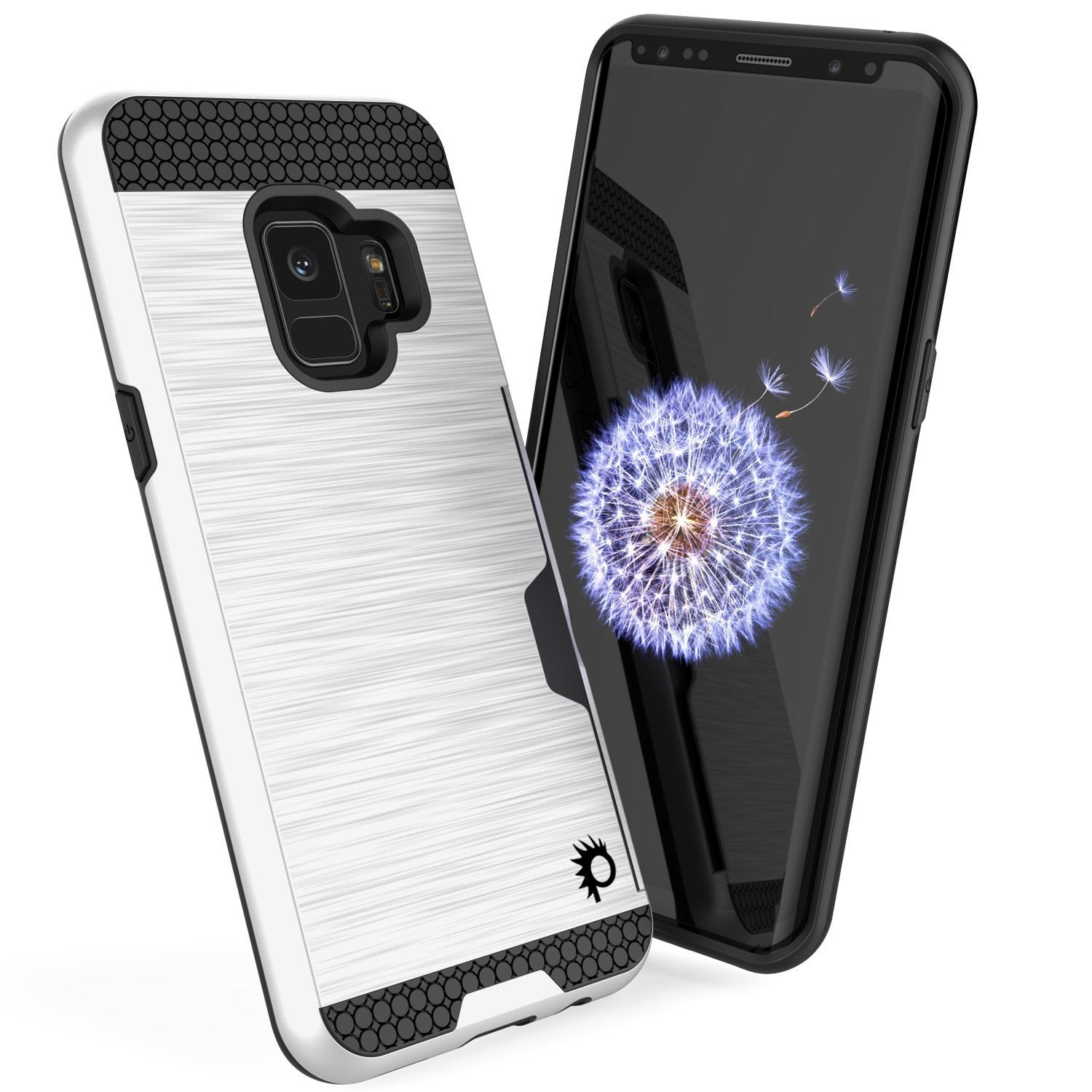 Galaxy S9 Case, PUNKcase [SLOT Series] [Slim Fit] Dual-Layer Armor Cover w/Integrated Anti-Shock System, Credit Card Slot & Screen Protector [White]