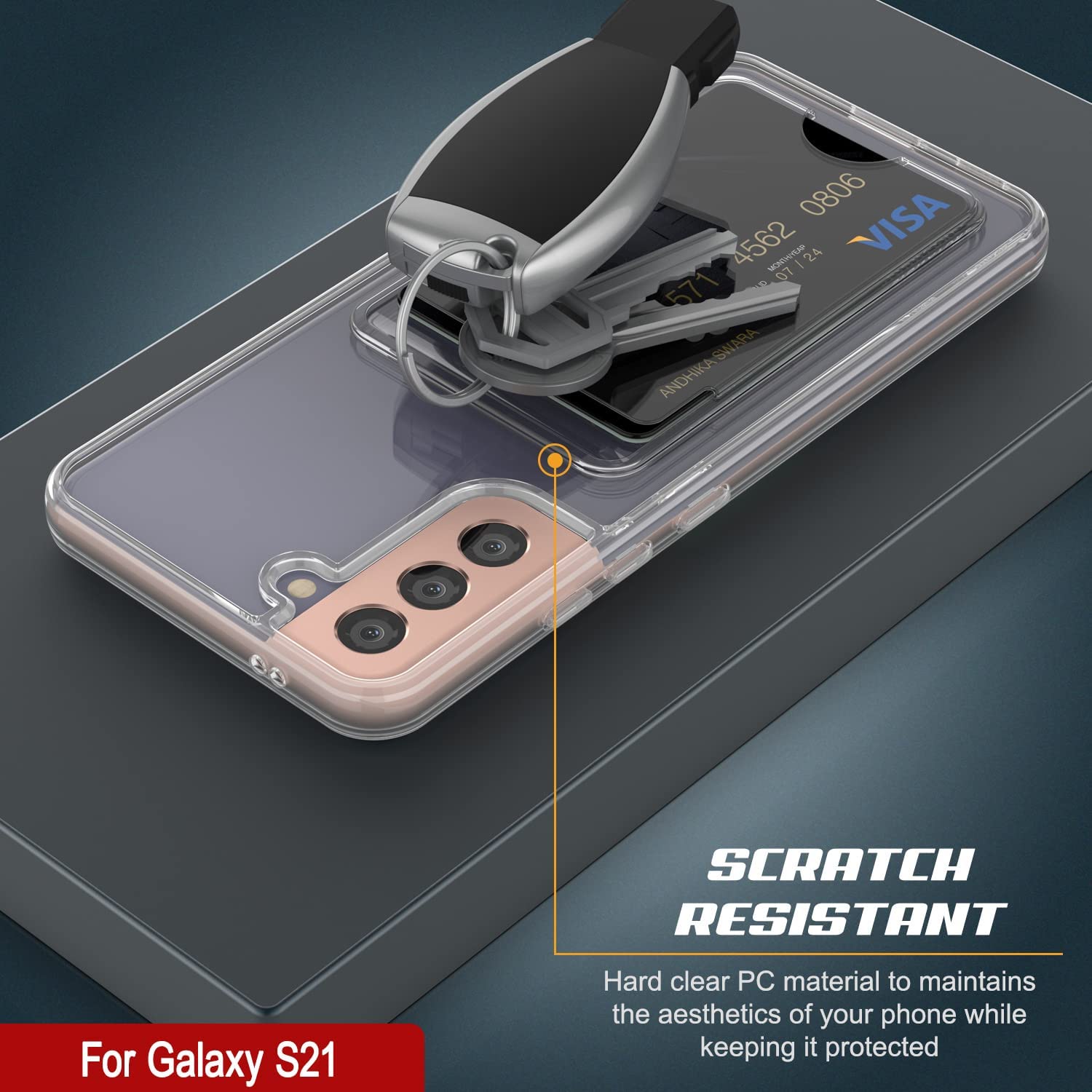 Galaxy S24 Card Holder Case [Crystal CardSlot Series] [Slim Fit] [Blue]