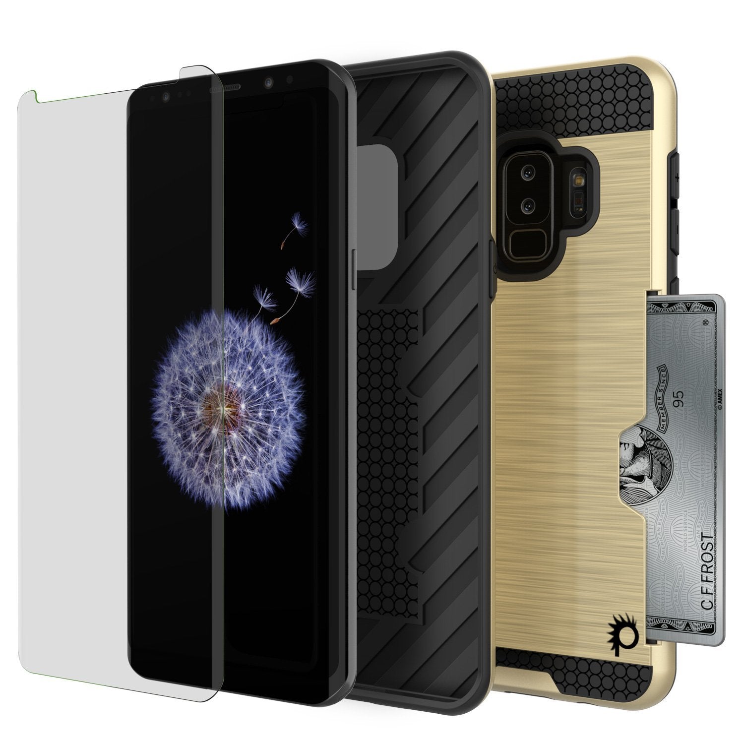 Galaxy S9 Plus Case, PUNKcase [SLOT Series] [Slim Fit] Dual-Layer Armor Cover w/Integrated Anti-Shock System [Gold]