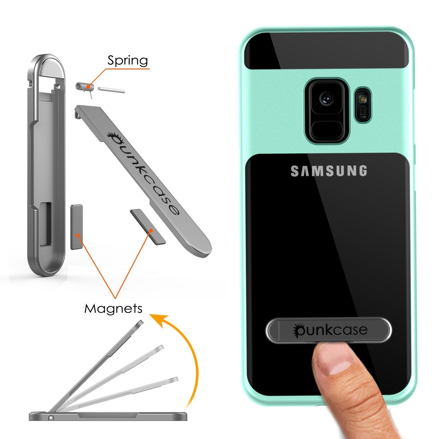 Galaxy S9 Case, PUNKcase [LUCID 3.0 Series] [Slim Fit] [Clear Back] Armor Cover w/ Integrated Kickstand, Anti-Shock System & PUNKSHIELD Screen Protector for Samsung Galaxy S9 [Teal]