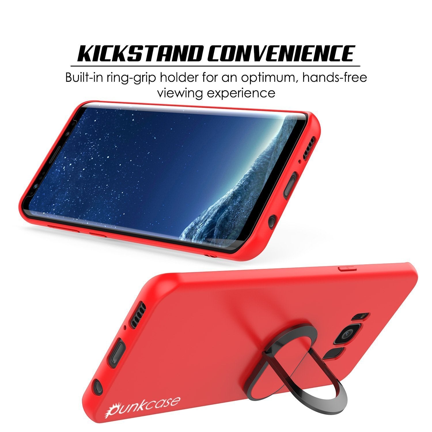 Galaxy S8 PLUS, Punkcase Magnetix Protective TPU Cover W/ Kickstand, Screen Protector [Red]