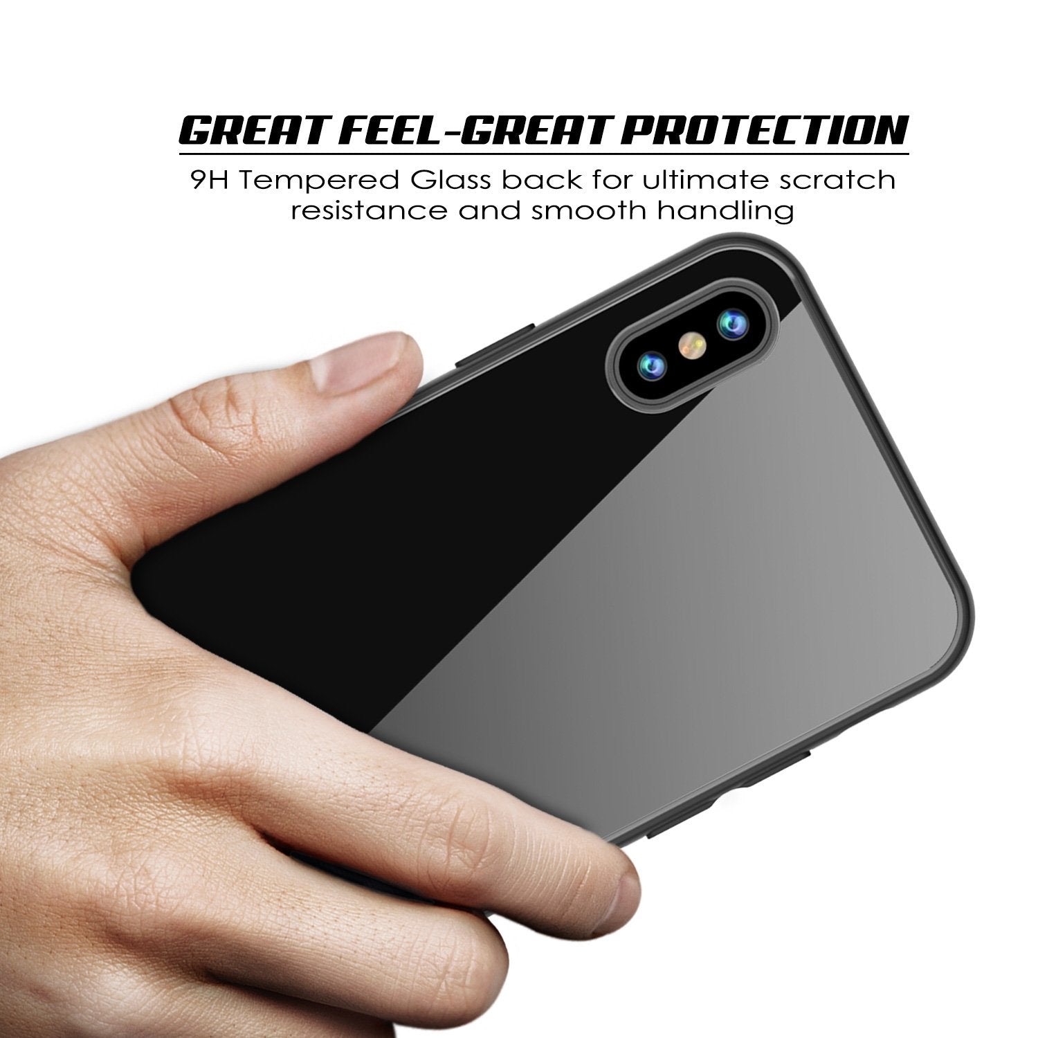 iPhone 8 Case, Punkcase GlassShield Ultra Thin Protective 9H Full Body Tempered Glass Cover W/ Drop Protection & Non Slip Grip for Apple iPhone 7 / Apple iPhone 8 (Black)